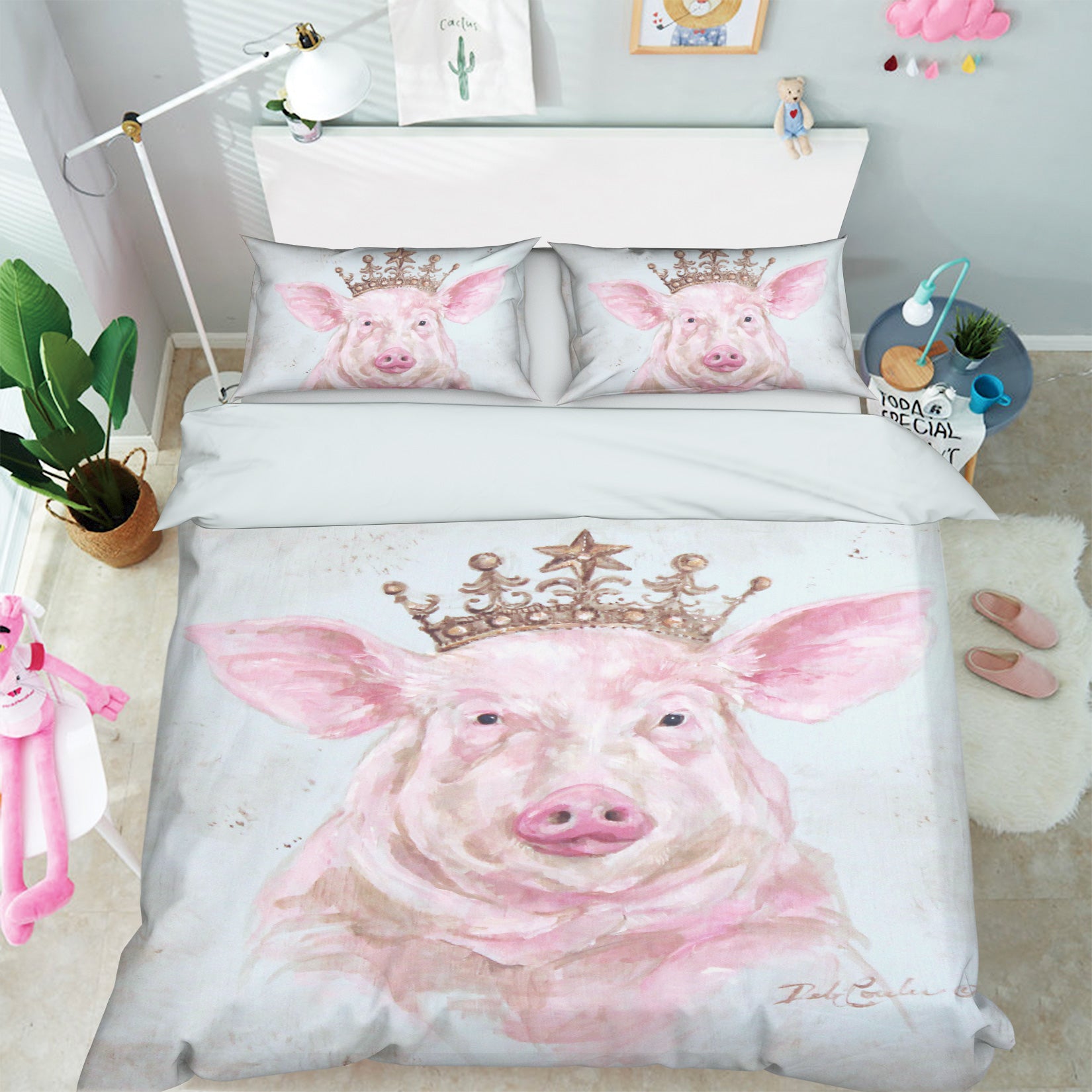 3D Crown Pig 2083 Debi Coules Bedding Bed Pillowcases Quilt