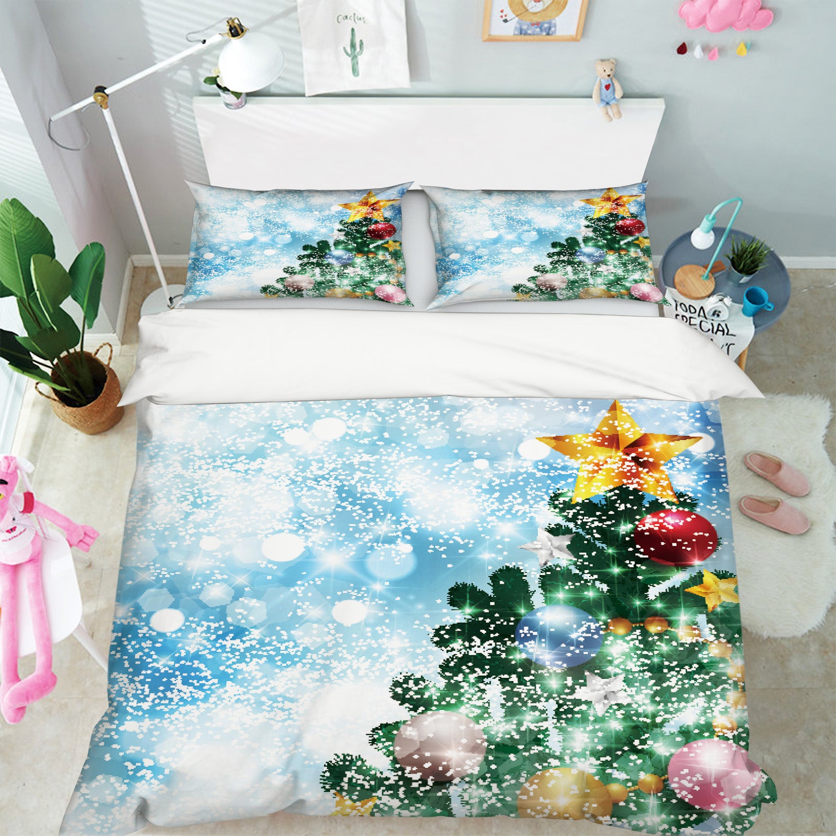 3D Snow Tree 52251 Christmas Quilt Duvet Cover Xmas Bed Pillowcases