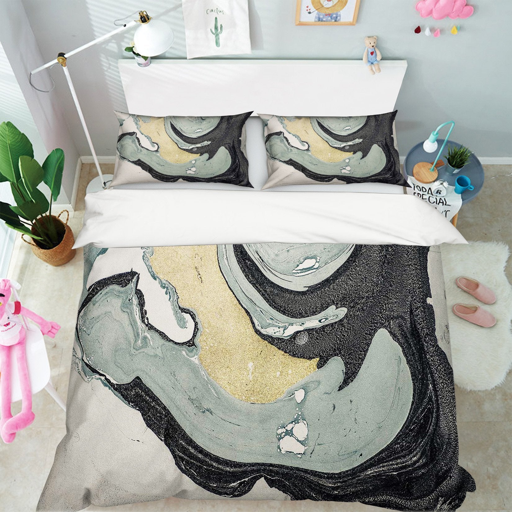 3D Layering Black Sand 079 Bed Pillowcases Quilt Wallpaper AJ Wallpaper 