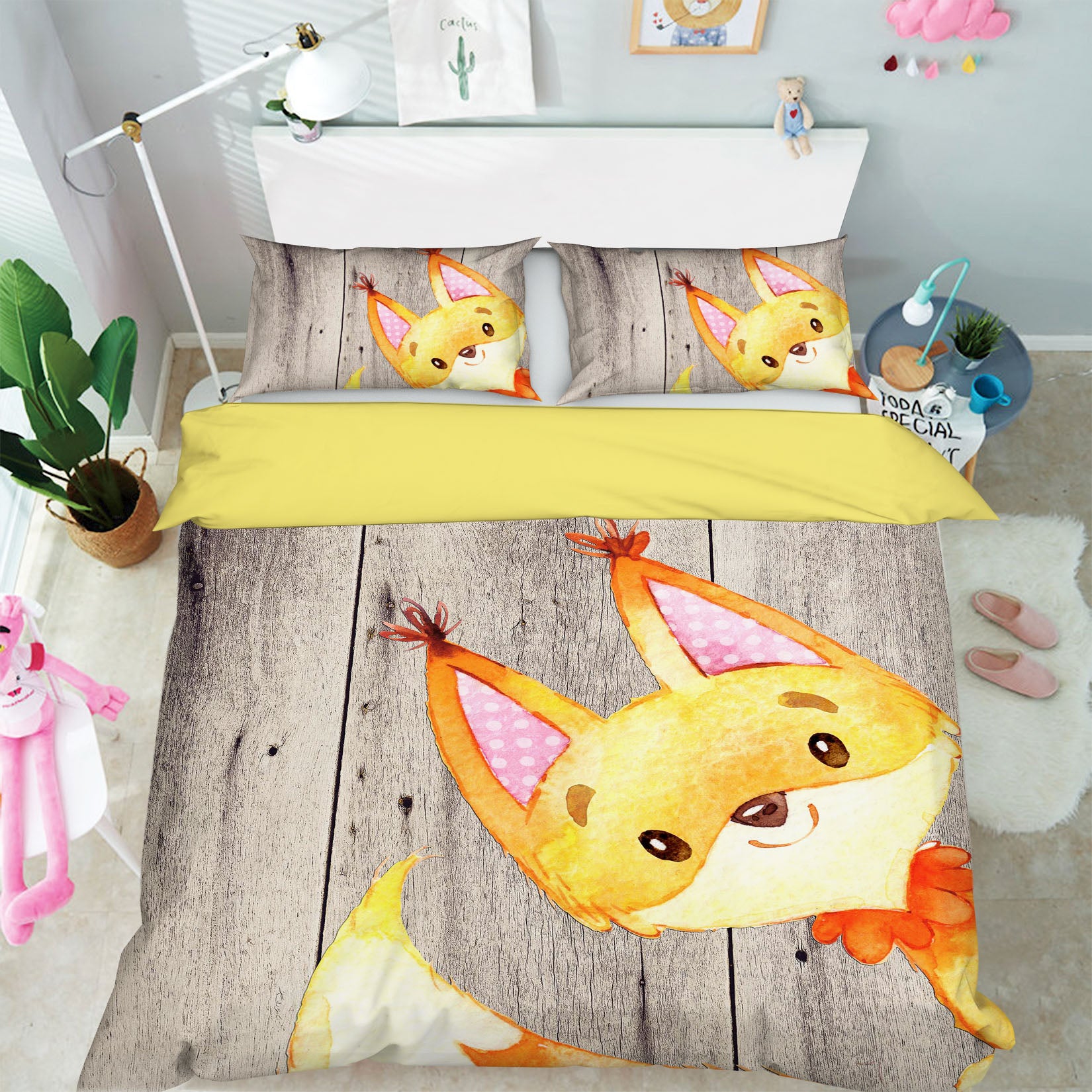 3D Yellow Fox 243 Uta Naumann Bedding Bed Pillowcases Quilt