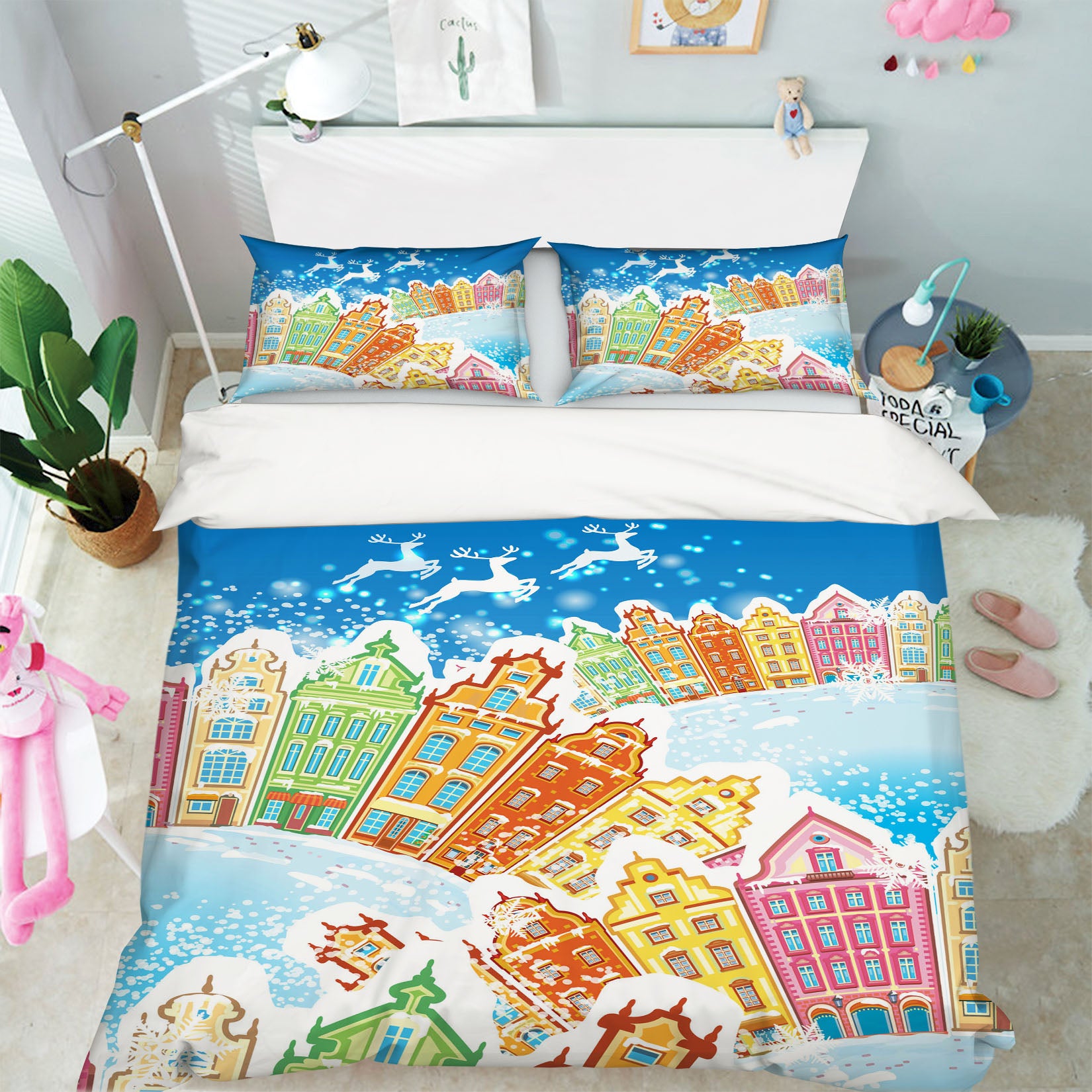 3D Colorful Houses 52239 Christmas Quilt Duvet Cover Xmas Bed Pillowcases