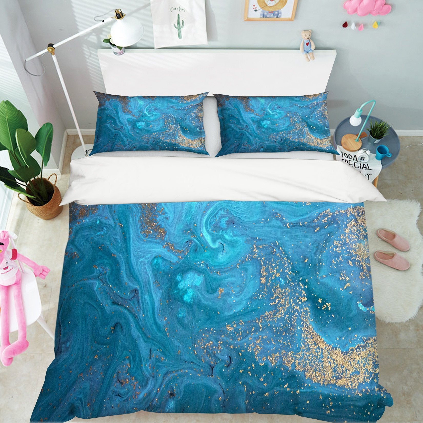 3D Dark Blue Turbulence 019 Bed Pillowcases Quilt Wallpaper AJ Wallpaper 