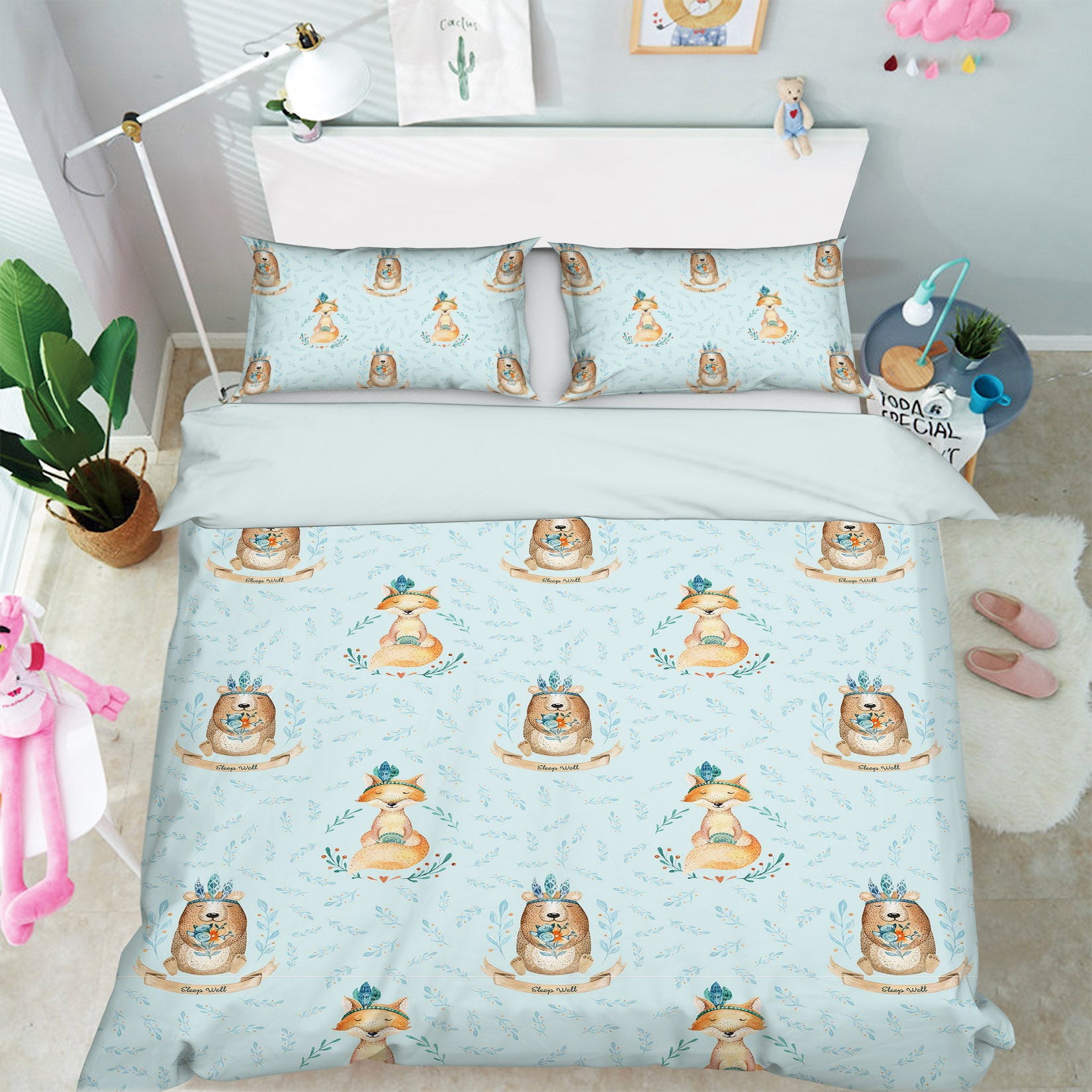 3D Fox Bear Flower 212 Uta Naumann Bedding Bed Pillowcases Quilt