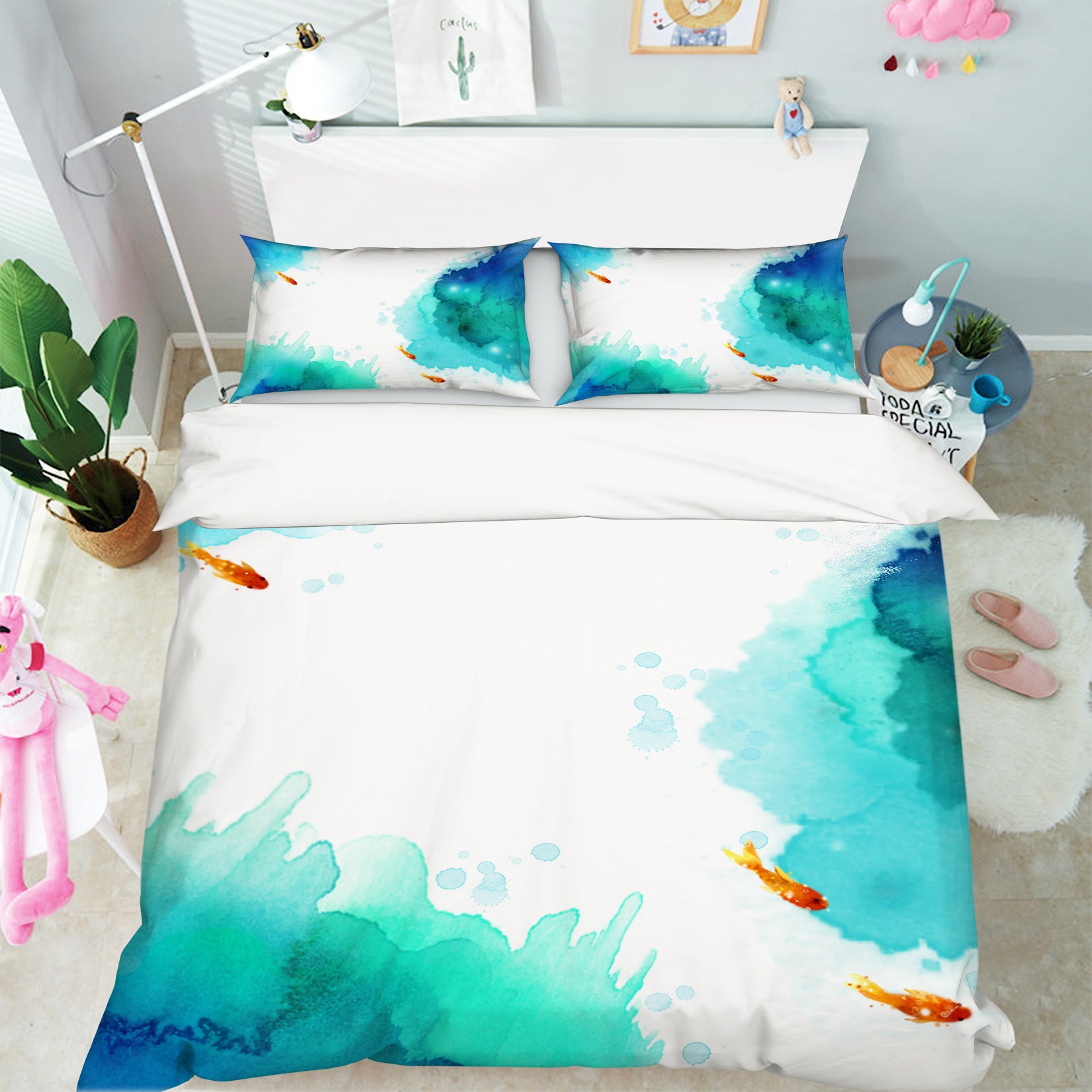 3D Goldfish River 007 Bed Pillowcases Quilt