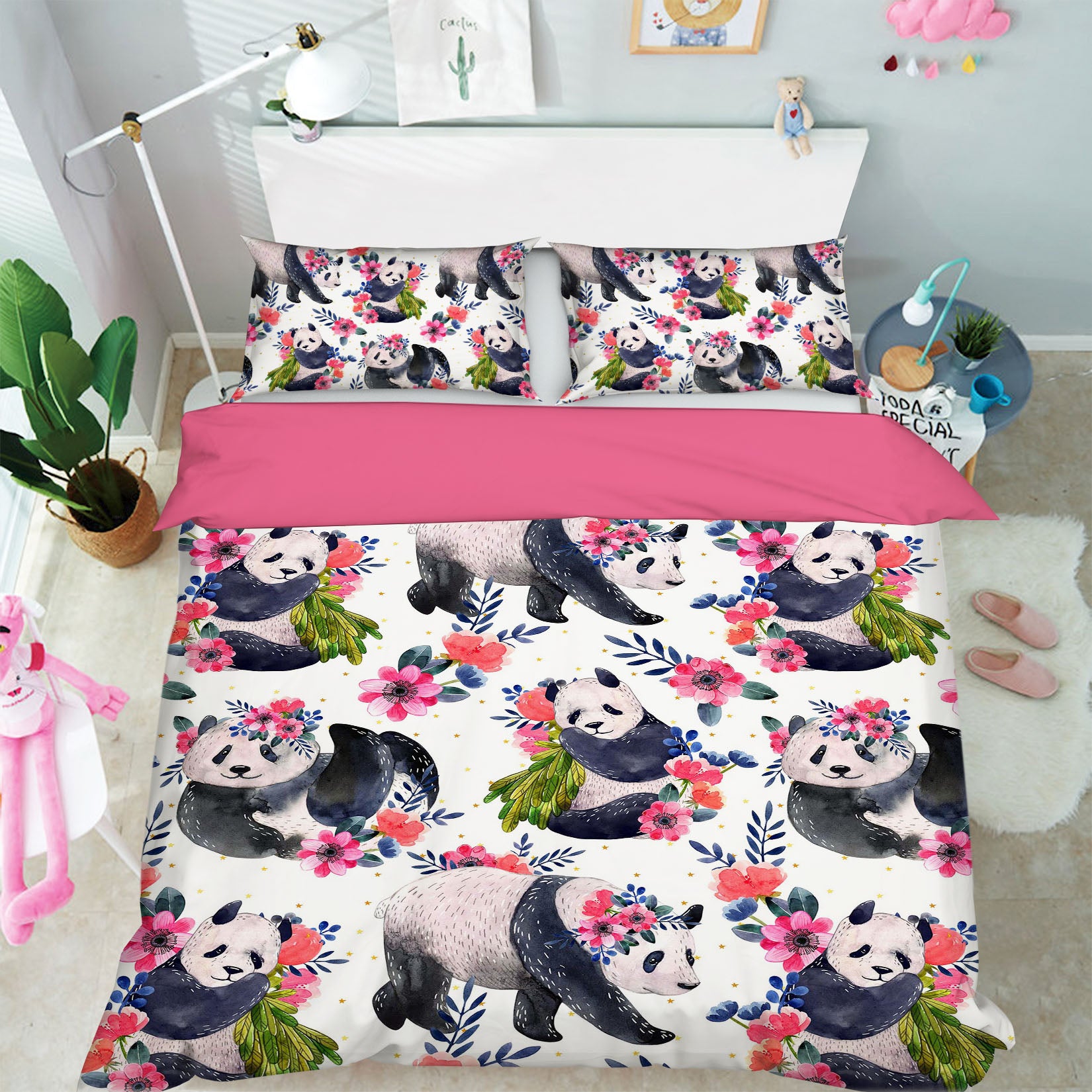 3D Pink Panda 1931 Bed Pillowcases Quilt