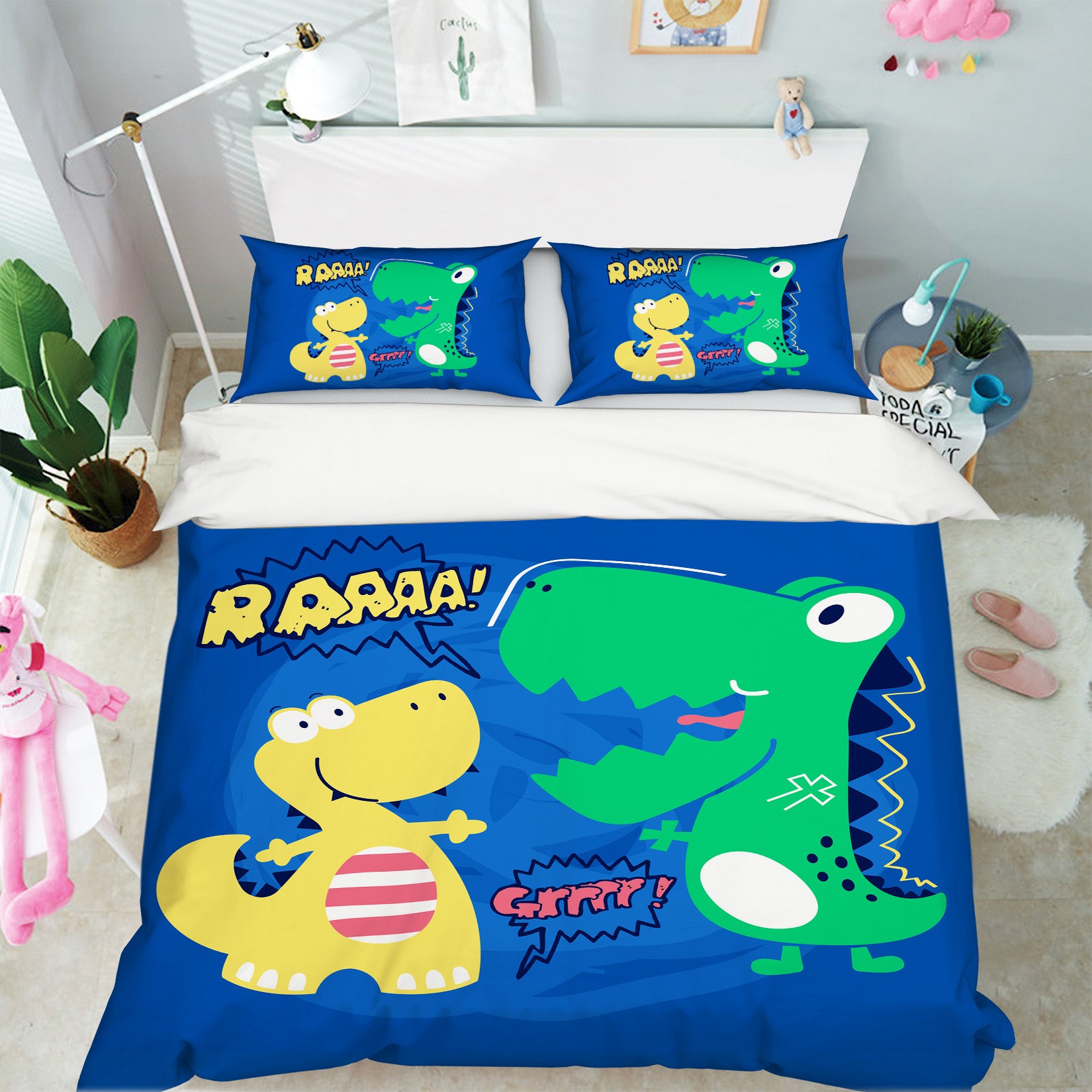 3D Cartoon Dinosaur 67003 Bed Pillowcases Quilt
