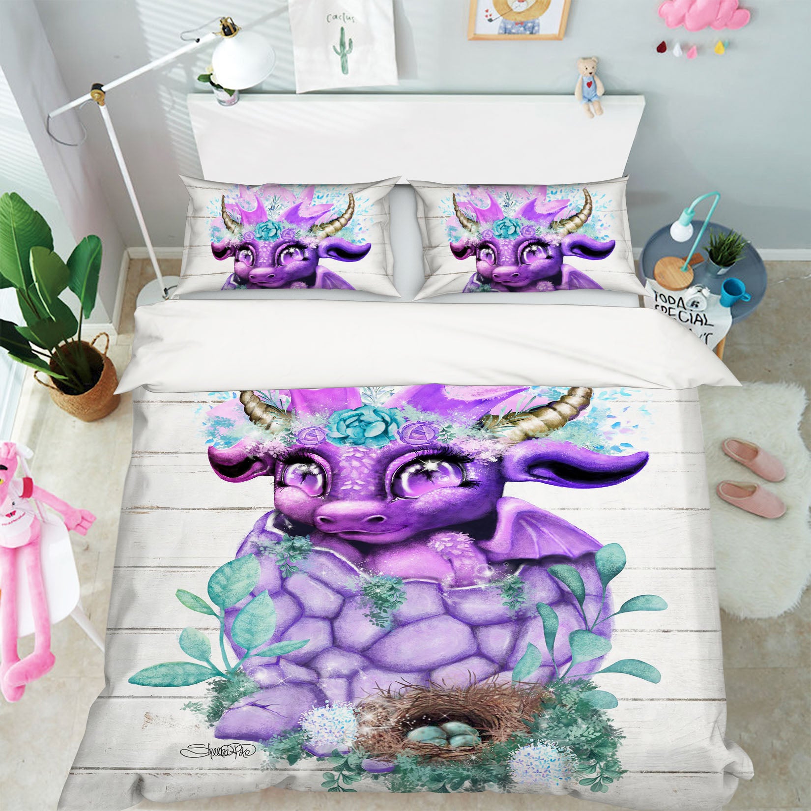 3D Cute Purple Dragon 8609 Sheena Pike Bedding Bed Pillowcases Quilt Cover Duvet Cover
