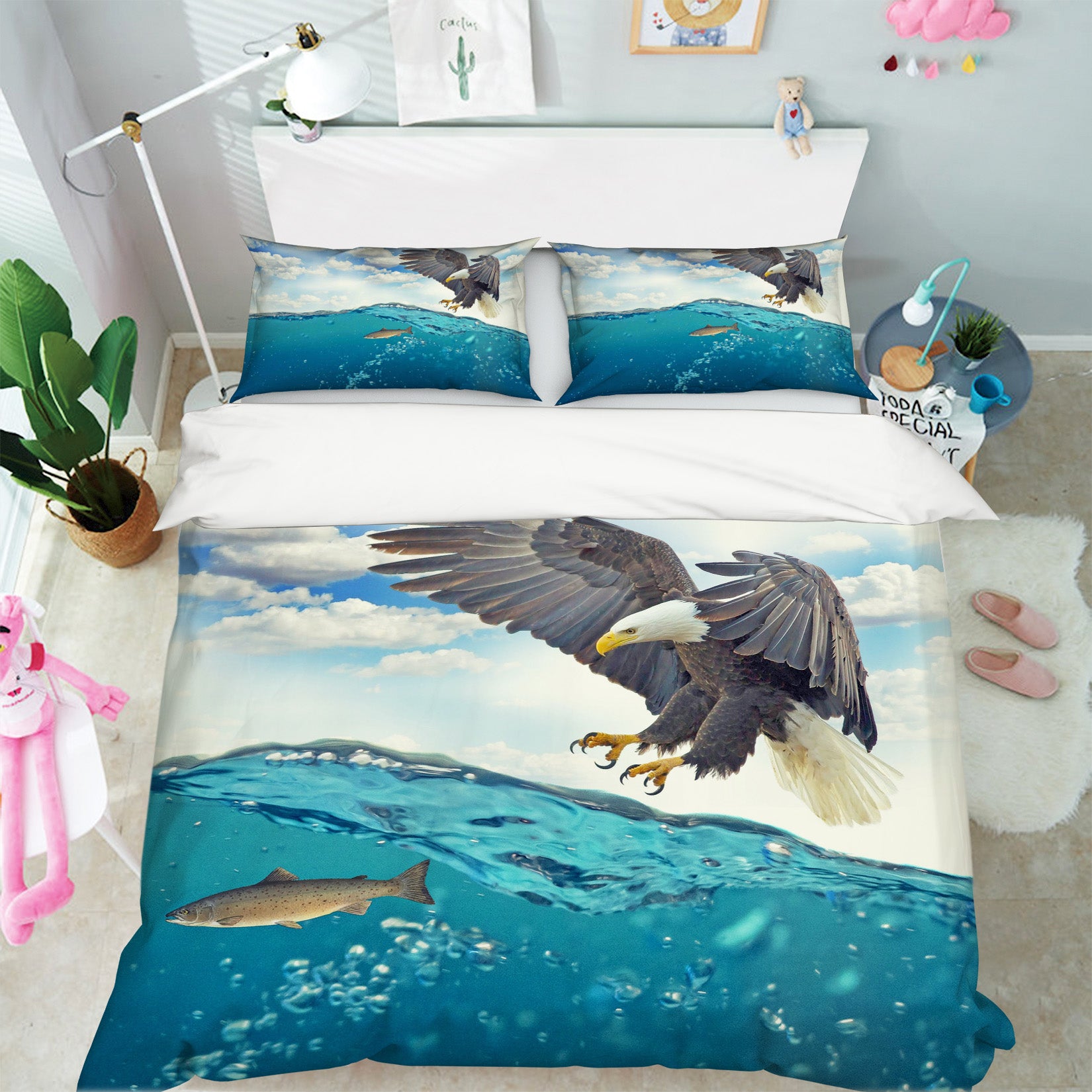 3D Sea Eagle 1953 Bed Pillowcases Quilt
