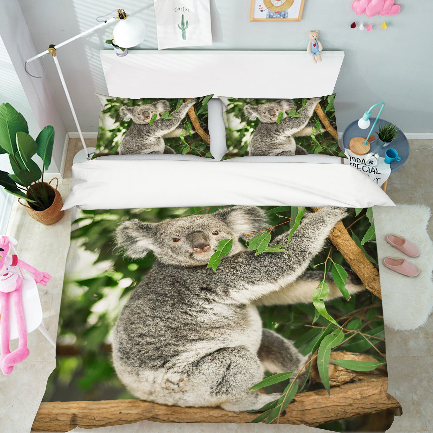 3D Koala Leaves 078 Bed Pillowcases Quilt