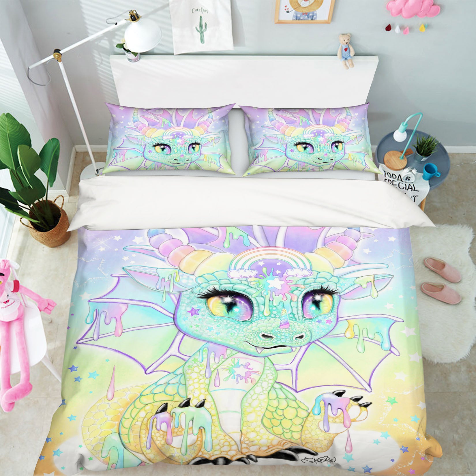 3D Rainbow Cartoon Dragon 8615 Sheena Pike Bedding Bed Pillowcases Quilt Cover Duvet Cover