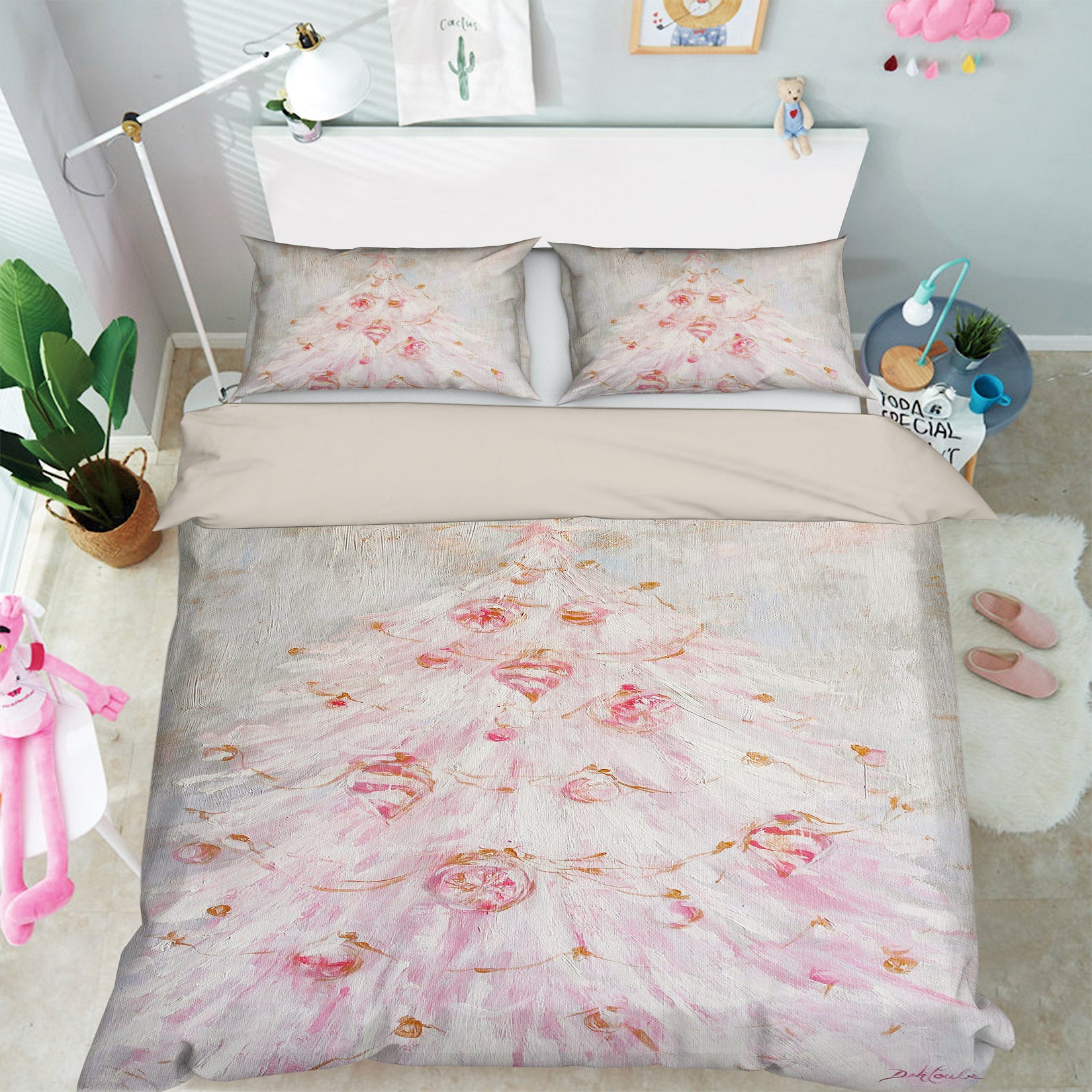 3D Girl Pink Flower Dress 2066 Debi Coules Bedding Bed Pillowcases Quilt