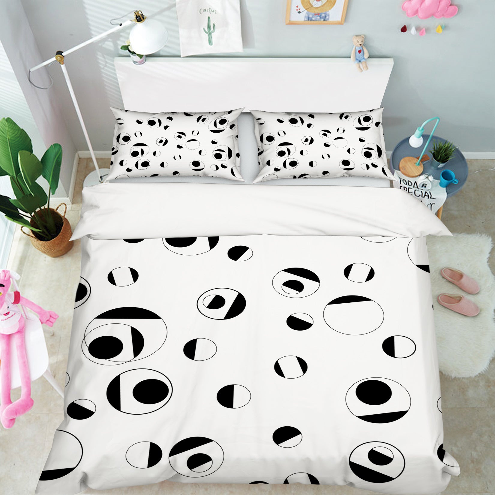 3D Black Circle 078 Bed Pillowcases Quilt