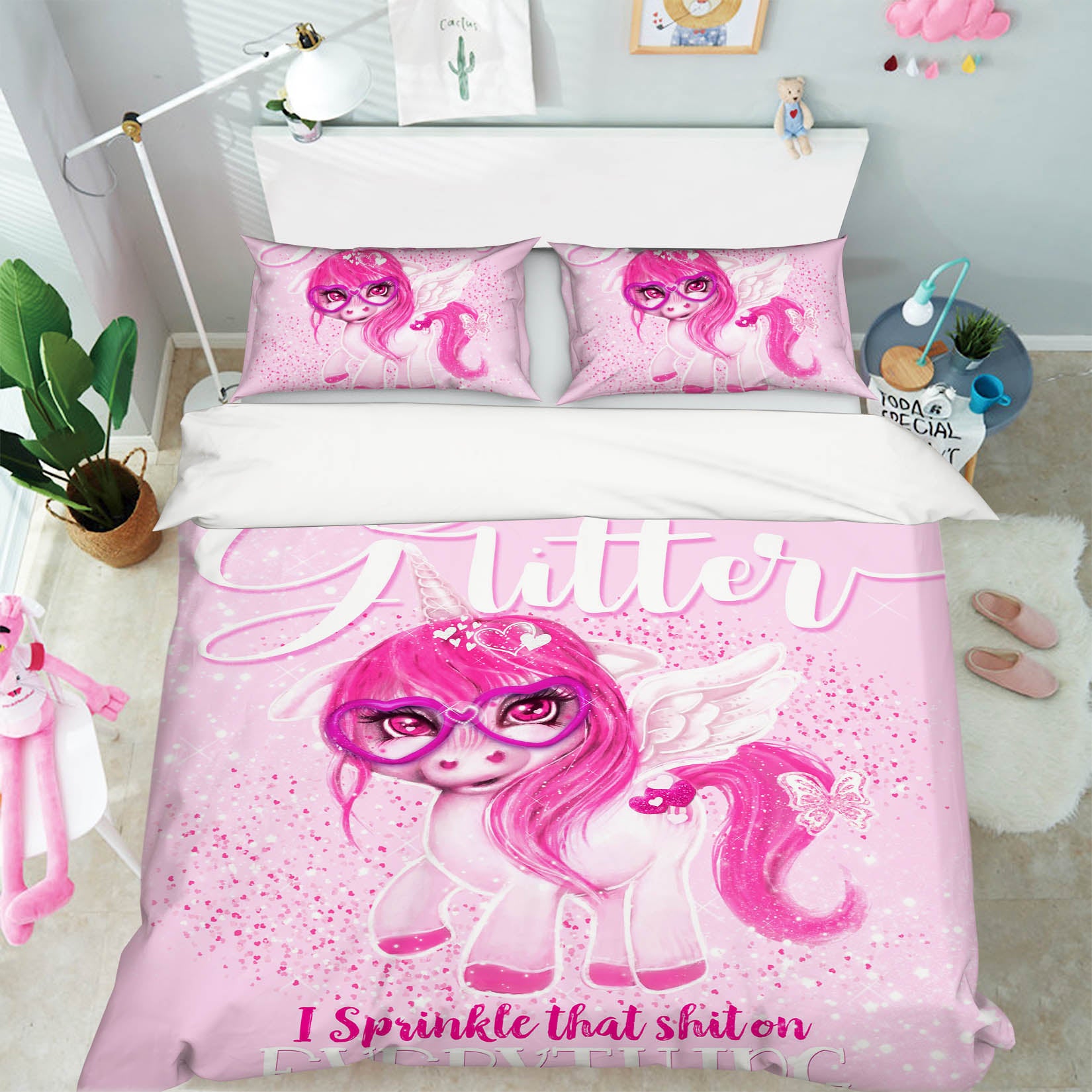 3D Pink Unicorn 8551 Sheena Pike Bedding Bed Pillowcases Quilt Cover Duvet Cover