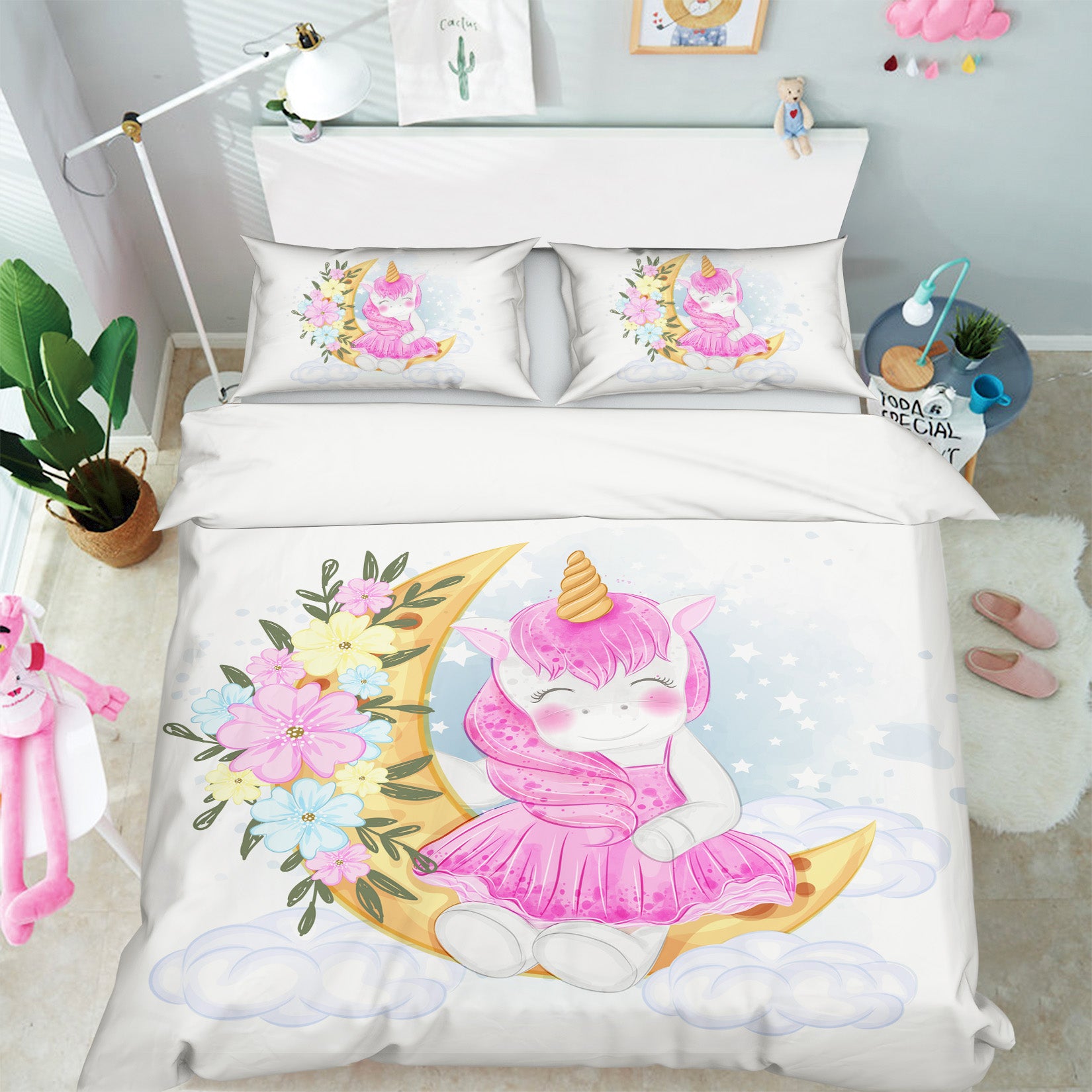 3D Moon Unicorn 64036 Bed Pillowcases Quilt