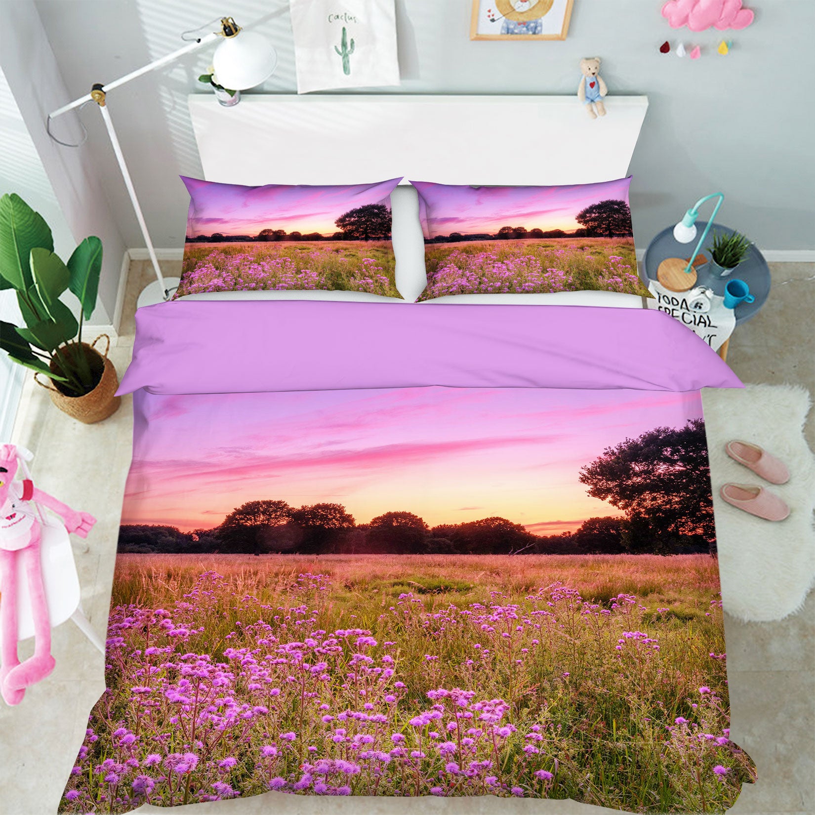 3D Sunset Flower Field 1059 Assaf Frank Bedding Bed Pillowcases Quilt
