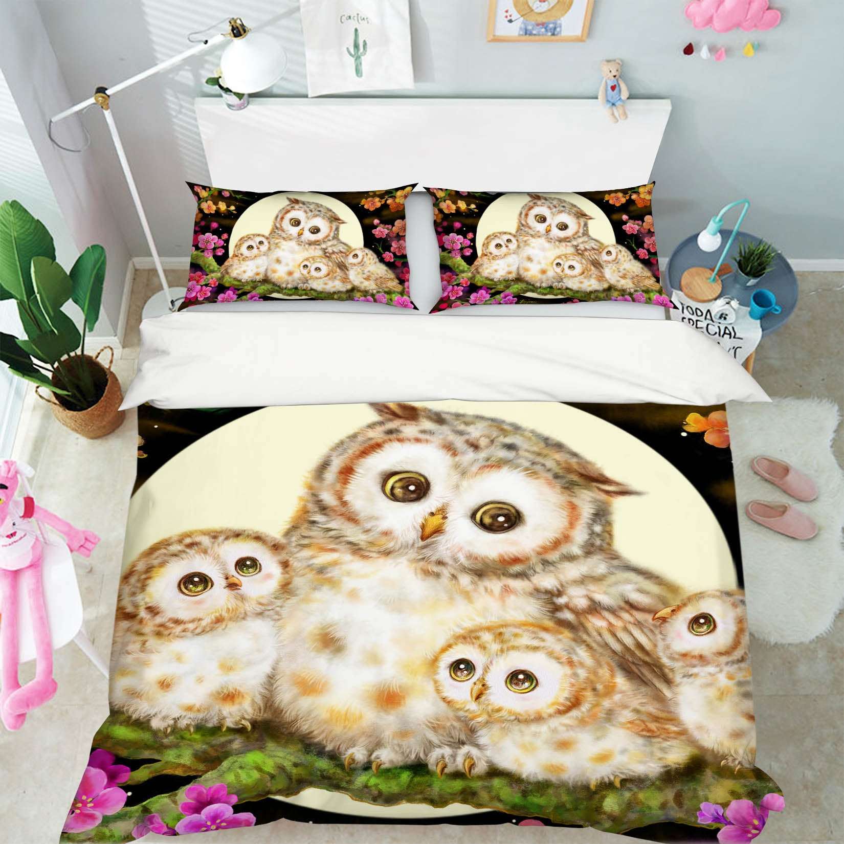3D Cute Owl Moon 5939 Kayomi Harai Bedding Bed Pillowcases Quilt Cover Duvet Cover