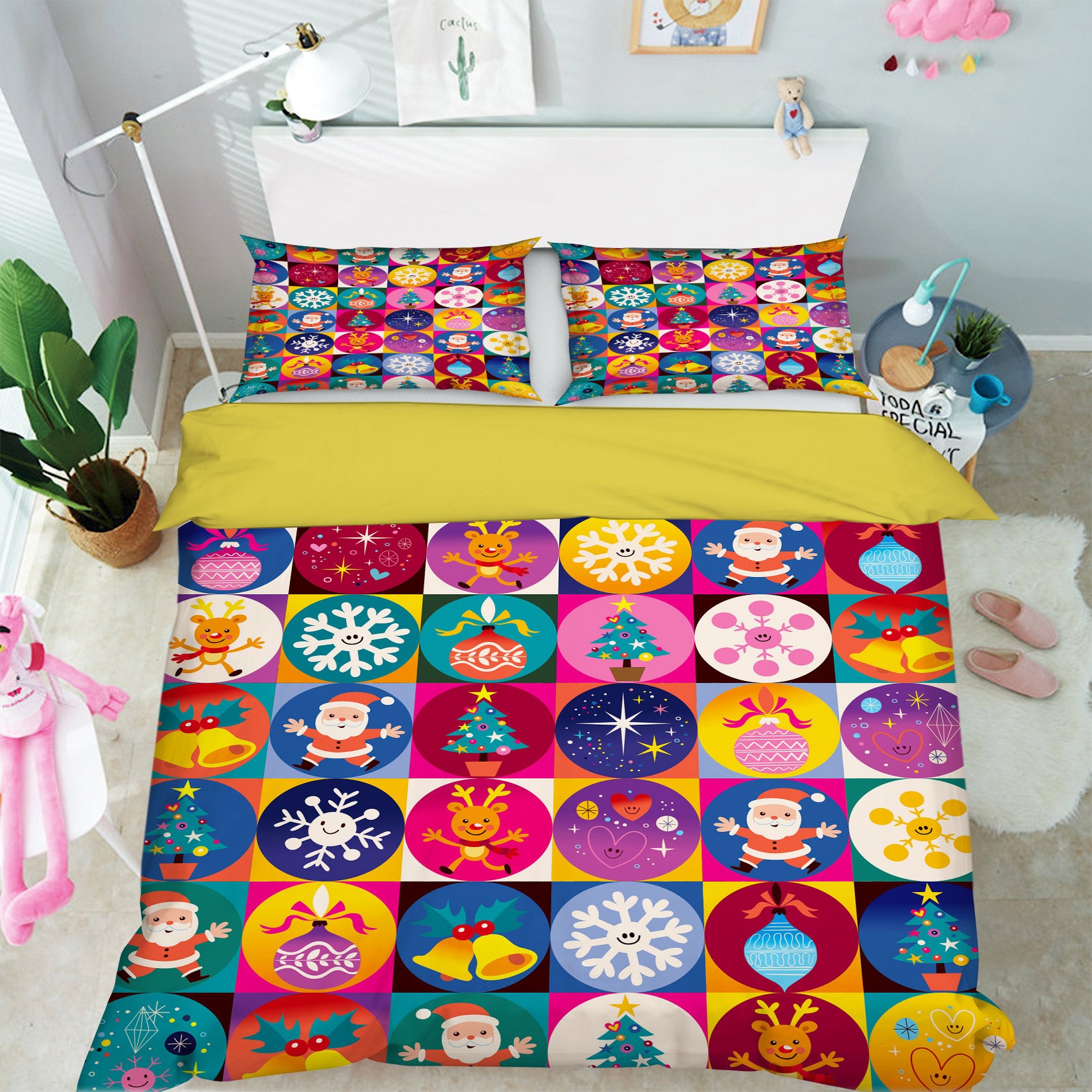 3D Color Circle Pattern 52128 Christmas Quilt Duvet Cover Xmas Bed Pillowcases