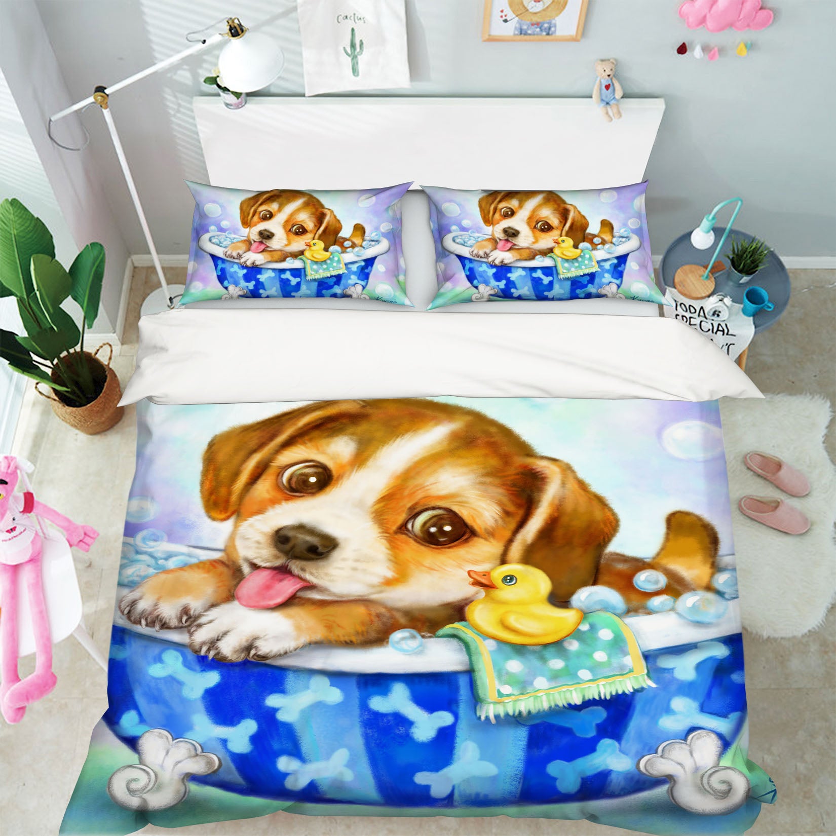 3D Bathtub Pet Dog 5811 Kayomi Harai Bedding Bed Pillowcases Quilt Cover Duvet Cover