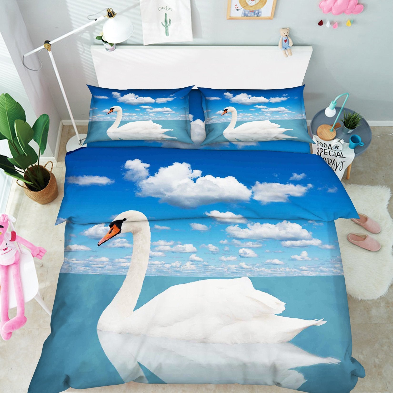 3D Sea White Swan 103 Bed Pillowcases Quilt Wallpaper AJ Wallpaper 