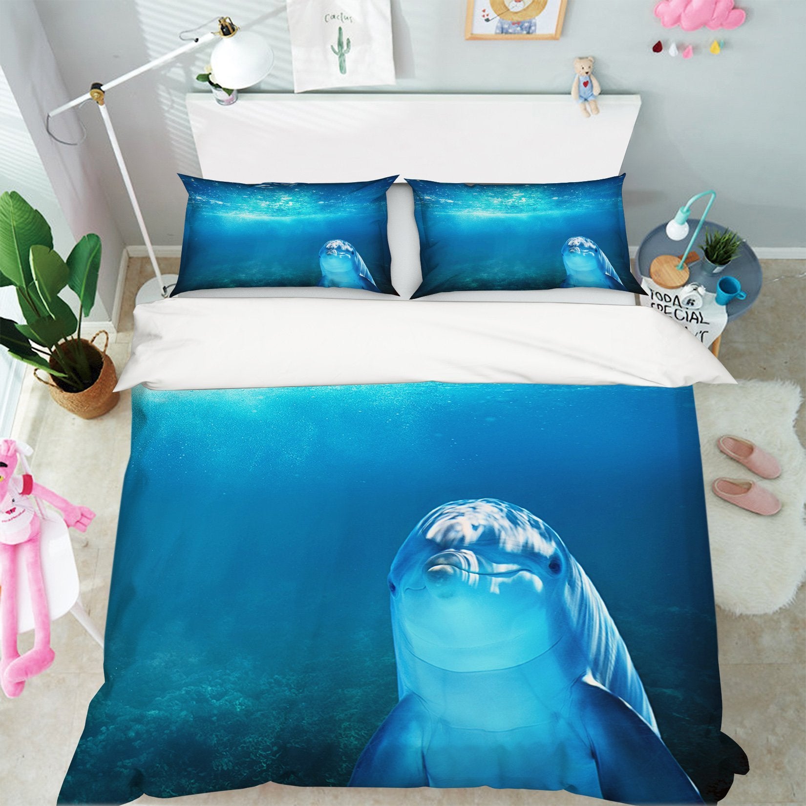 3D Deep Sea Dolphin 1991 Bed Pillowcases Quilt Quiet Covers AJ Creativity Home 