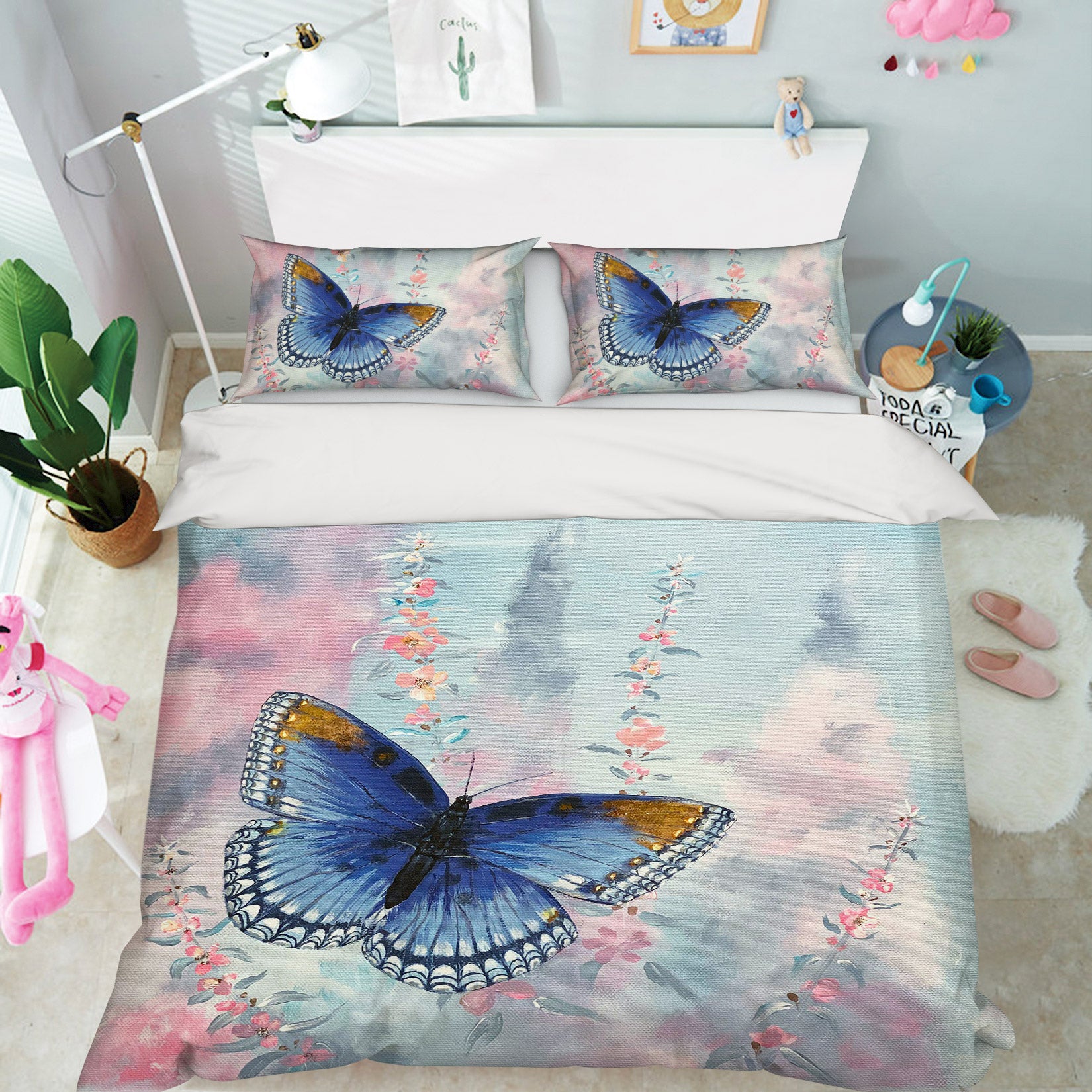 3D Blue Butterfly 9786 Marina Zotova Bedding Bed Pillowcases Quilt