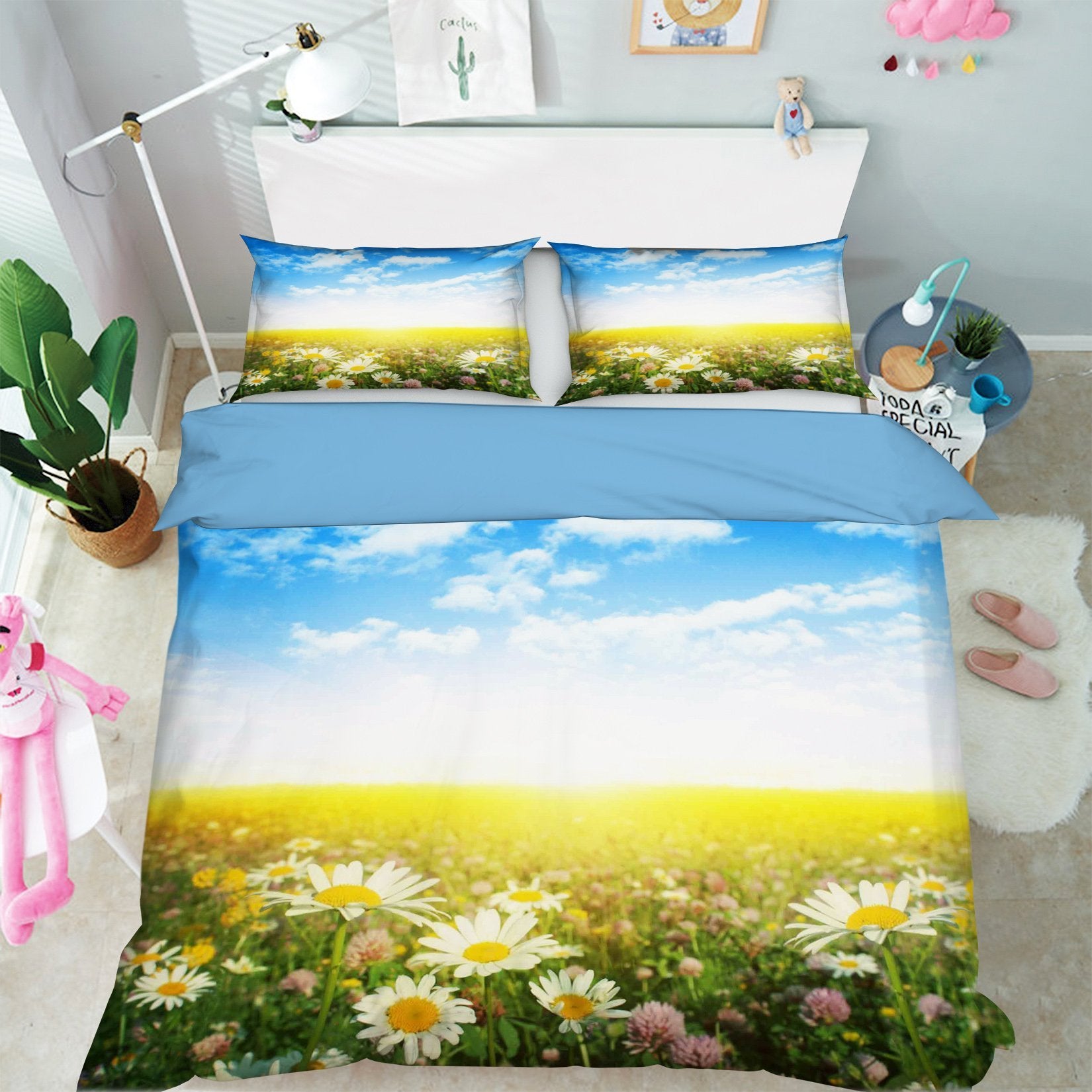 3D Flower Field Sky 081 Bed Pillowcases Quilt Wallpaper AJ Wallpaper 