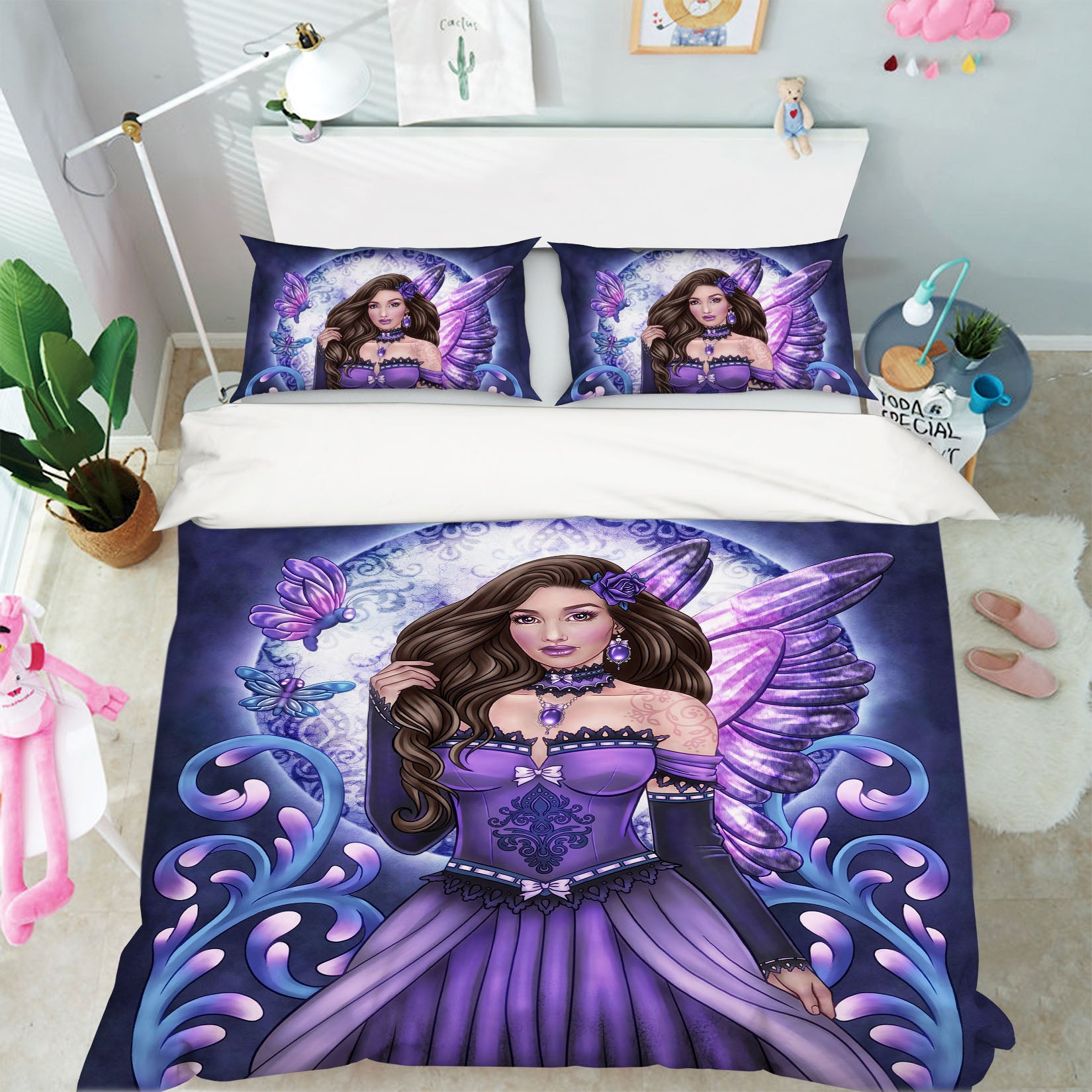 3D Purple Butterfly Woman 8840 Brigid Ashwood Bedding Bed Pillowcases Quilt Cover Duvet Cover