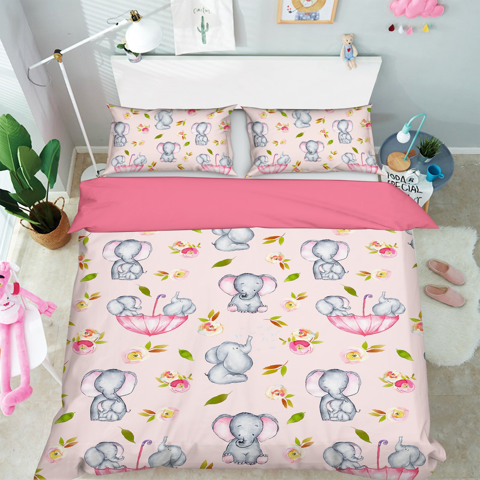 3D Elephant Umbrella 222 Uta Naumann Bedding Bed Pillowcases Quilt