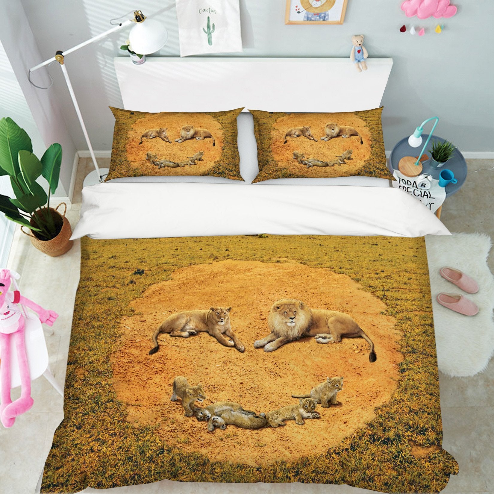 3D A Lion's Happiness Def 2104 Bed Pillowcases Quilt Exclusive Designer Vincent Quiet Covers AJ Creativity Home 