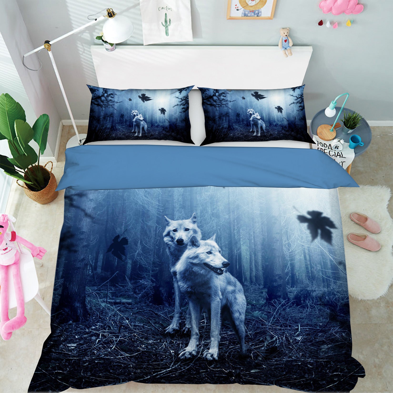 3D Wild Wolf 1955 Bed Pillowcases Quilt