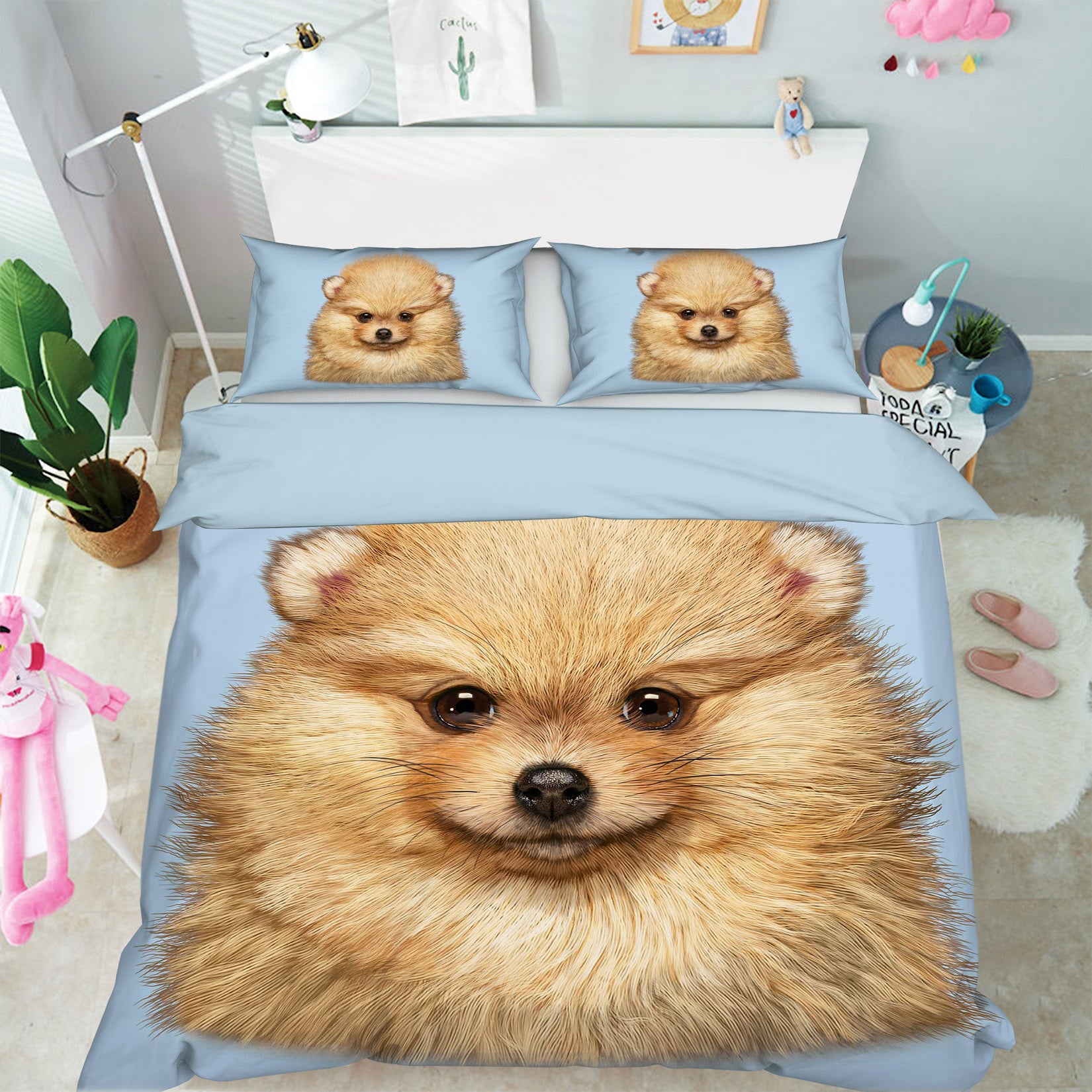 3D Pomeranian Puppy 070 Bed Pillowcases Quilt Exclusive Designer Vincent