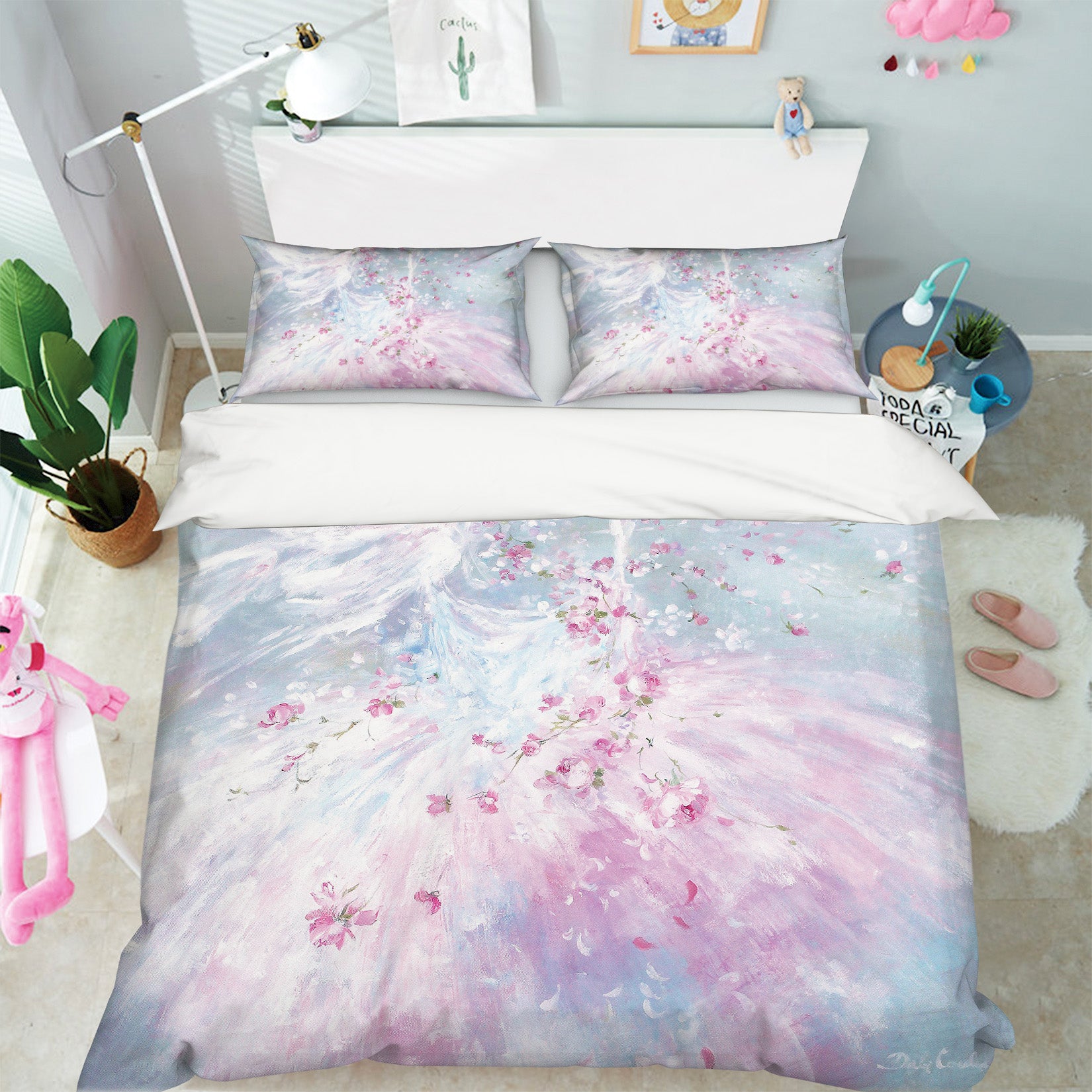 3D Petals Pink Skirt 2057 Debi Coules Bedding Bed Pillowcases Quilt