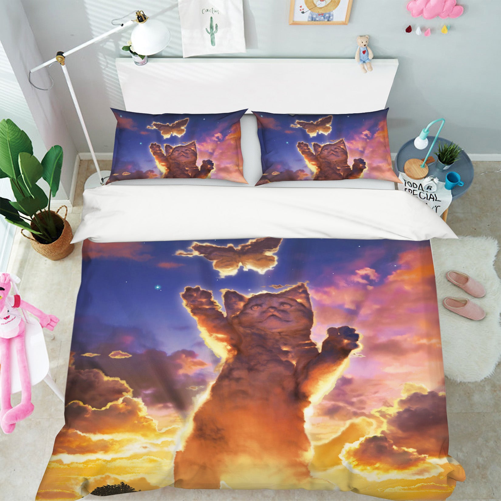 3D Cloud Kitten Sunset 032 Bed Pillowcases Quilt Exclusive Designer Vincent