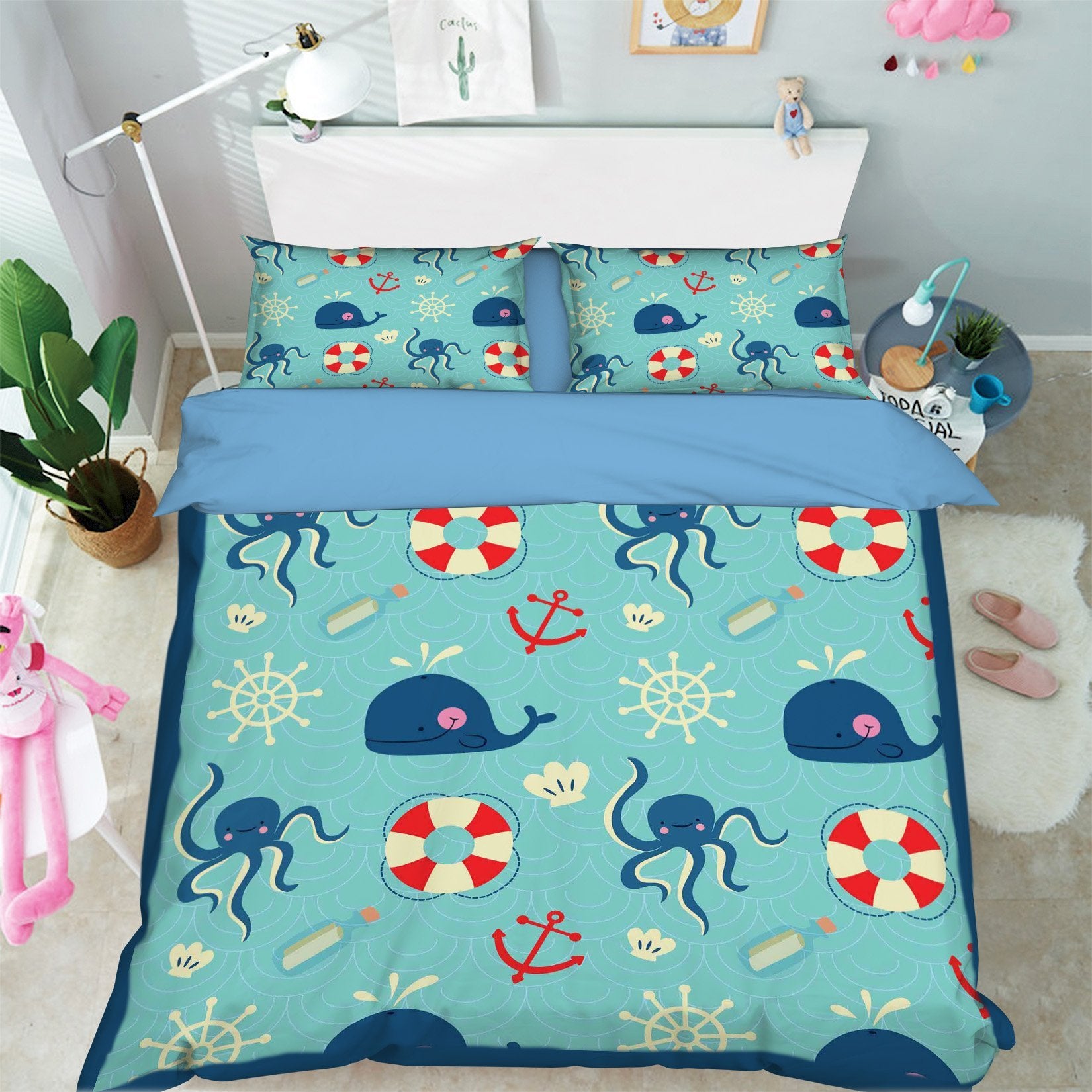 3D Mullet Whale 006 Bed Pillowcases Quilt Wallpaper AJ Wallpaper 