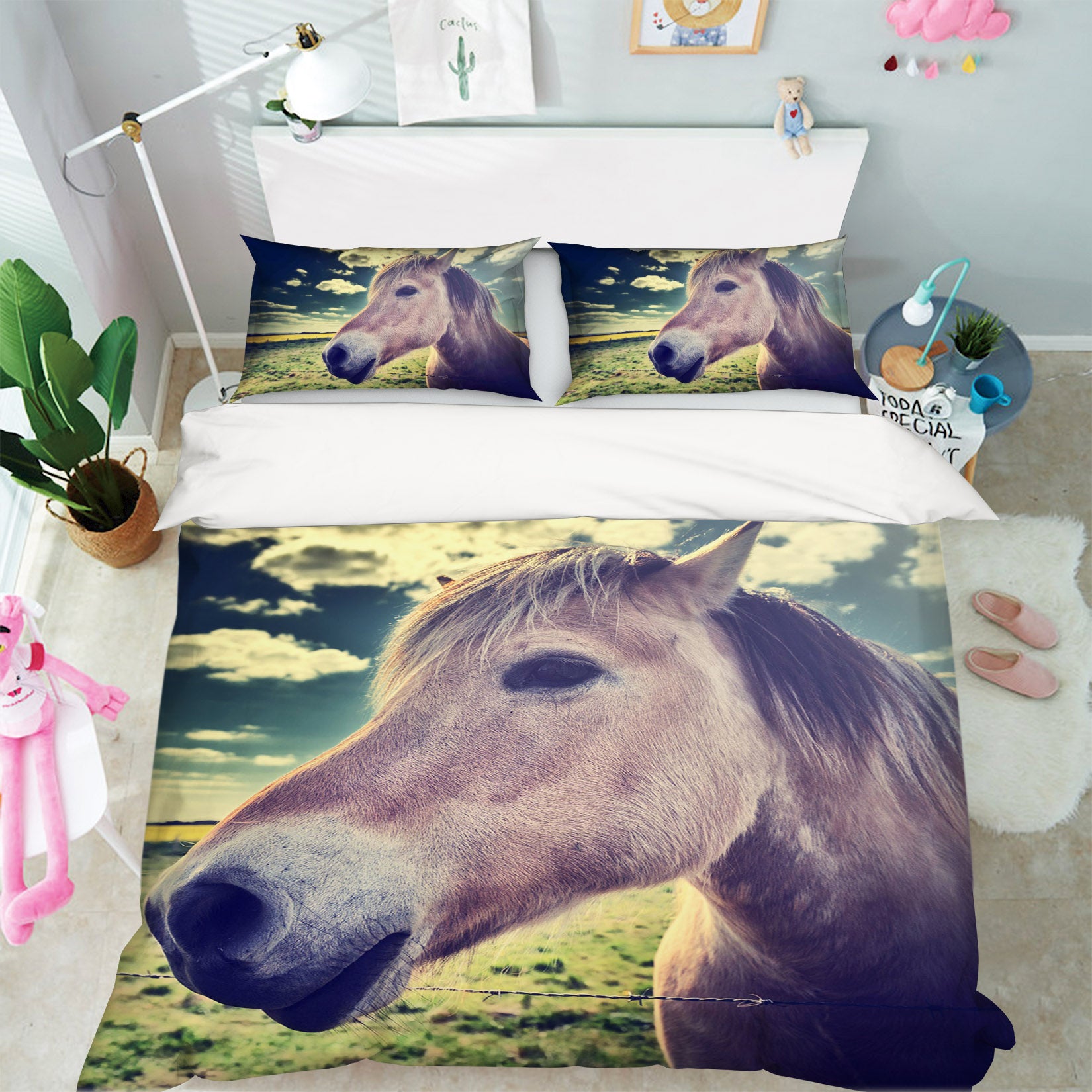 3D Horse Head 062 Bed Pillowcases Quilt