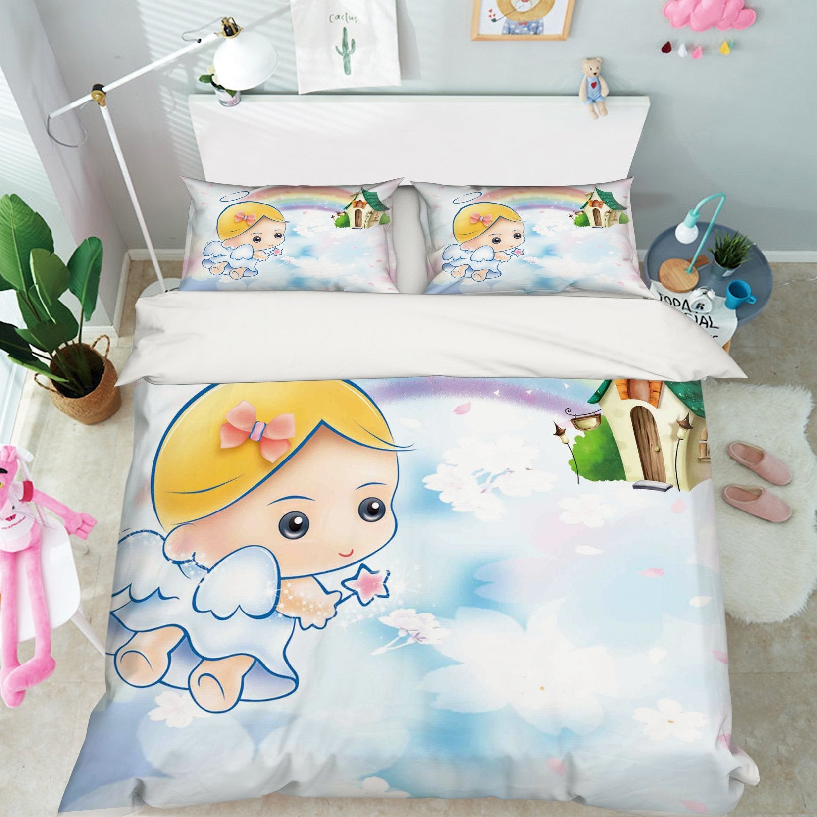 3D Angel Rainbow House 154 Bed Pillowcases Quilt Wallpaper AJ Wallpaper 
