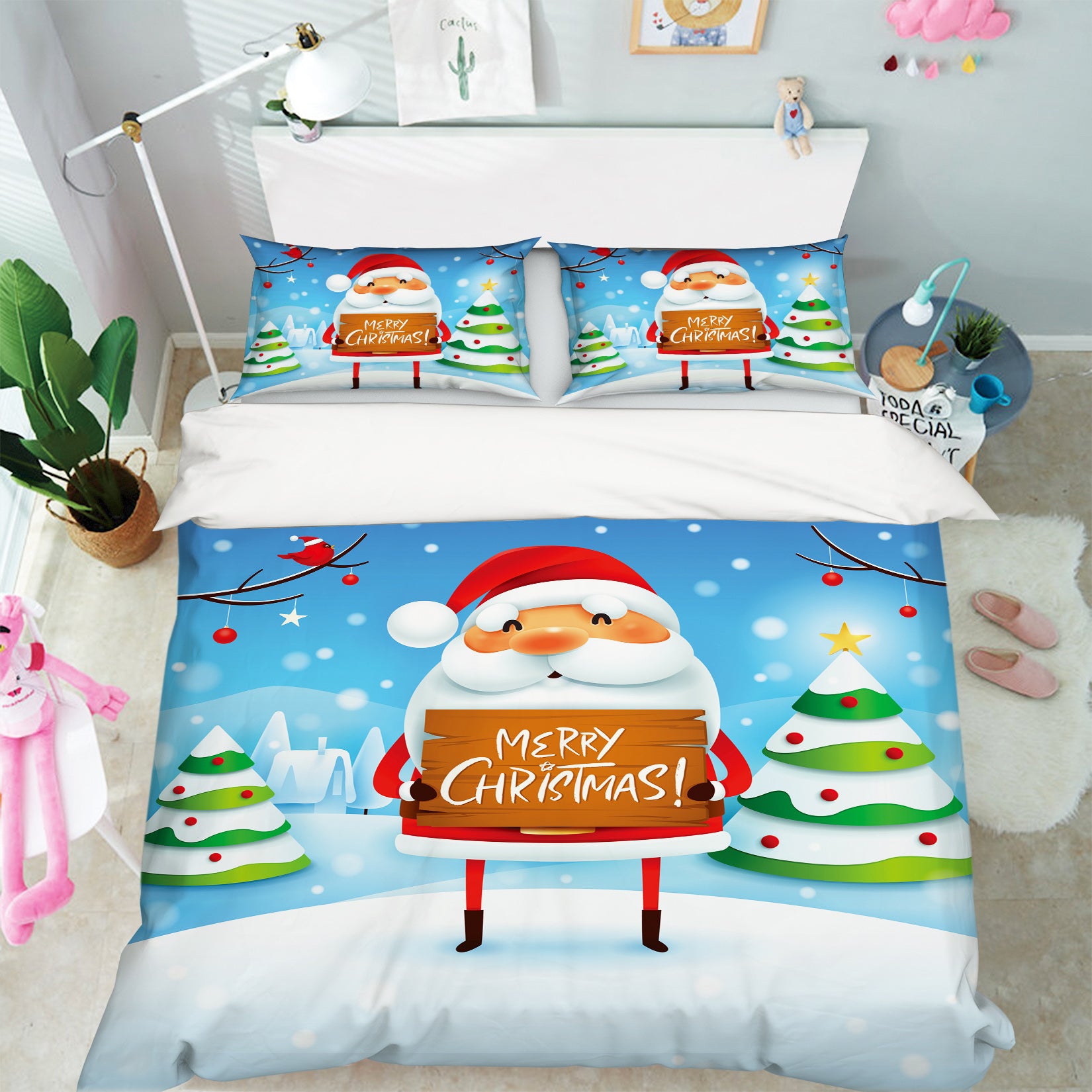 3D Santa Claus Tree 53025 Christmas Quilt Duvet Cover Xmas Bed Pillowcases