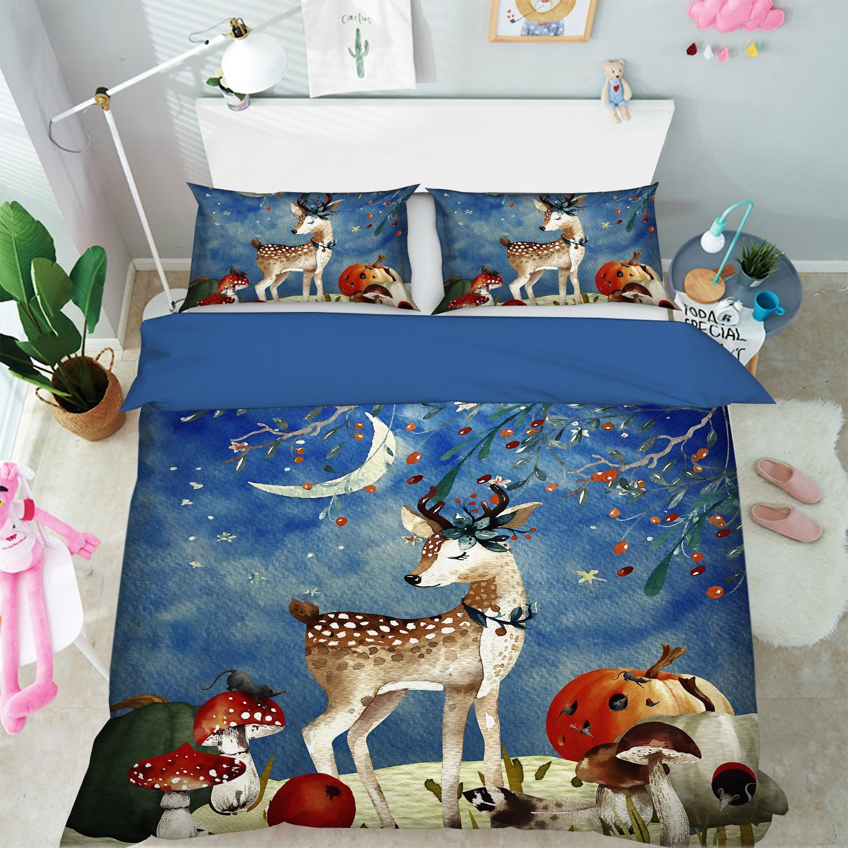 3D Sika Deer Mushroom 004 Uta Naumann Bedding Bed Pillowcases Quilt