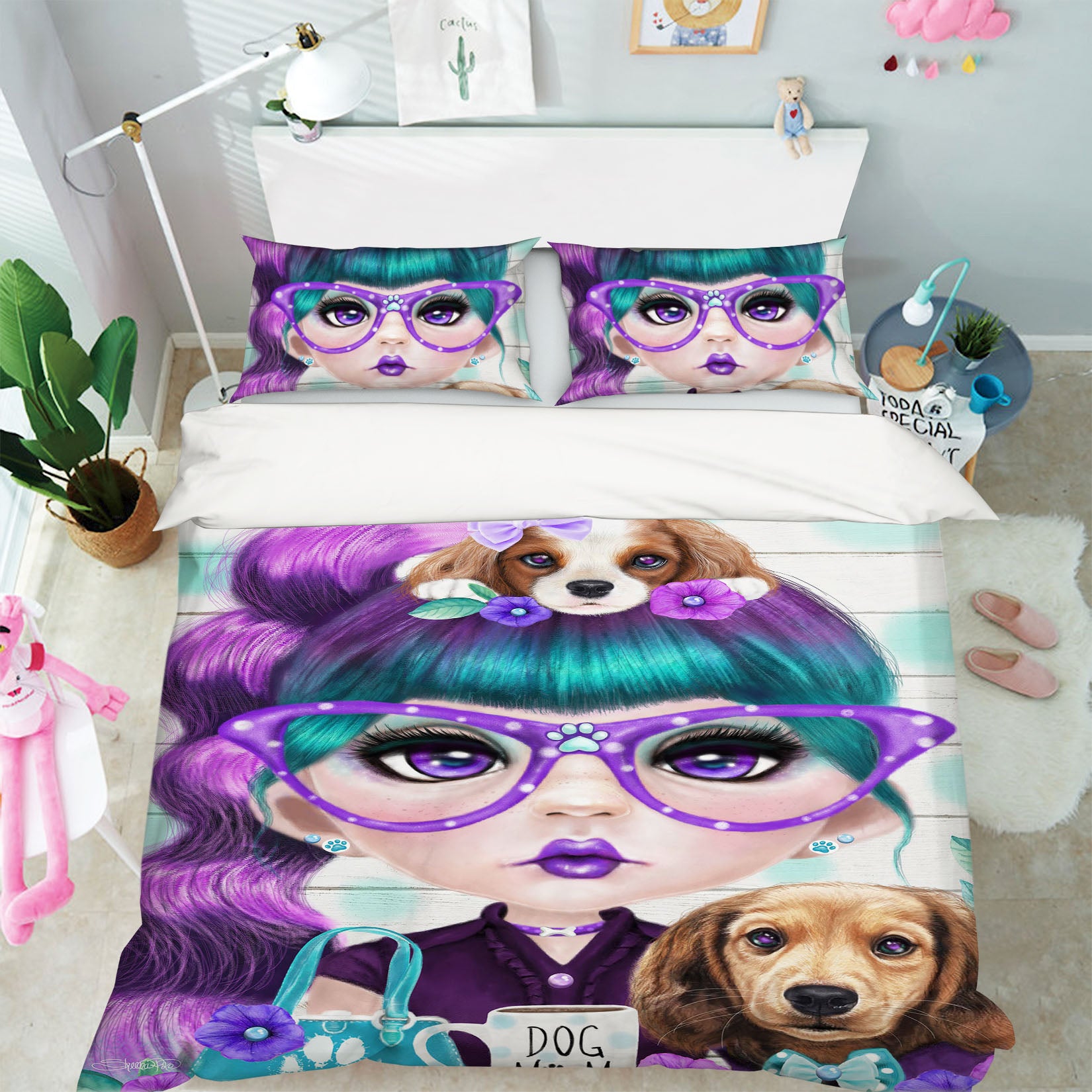 3D Cute Dog Girl 8594 Sheena Pike Bedding Bed Pillowcases Quilt Cover Duvet Cover