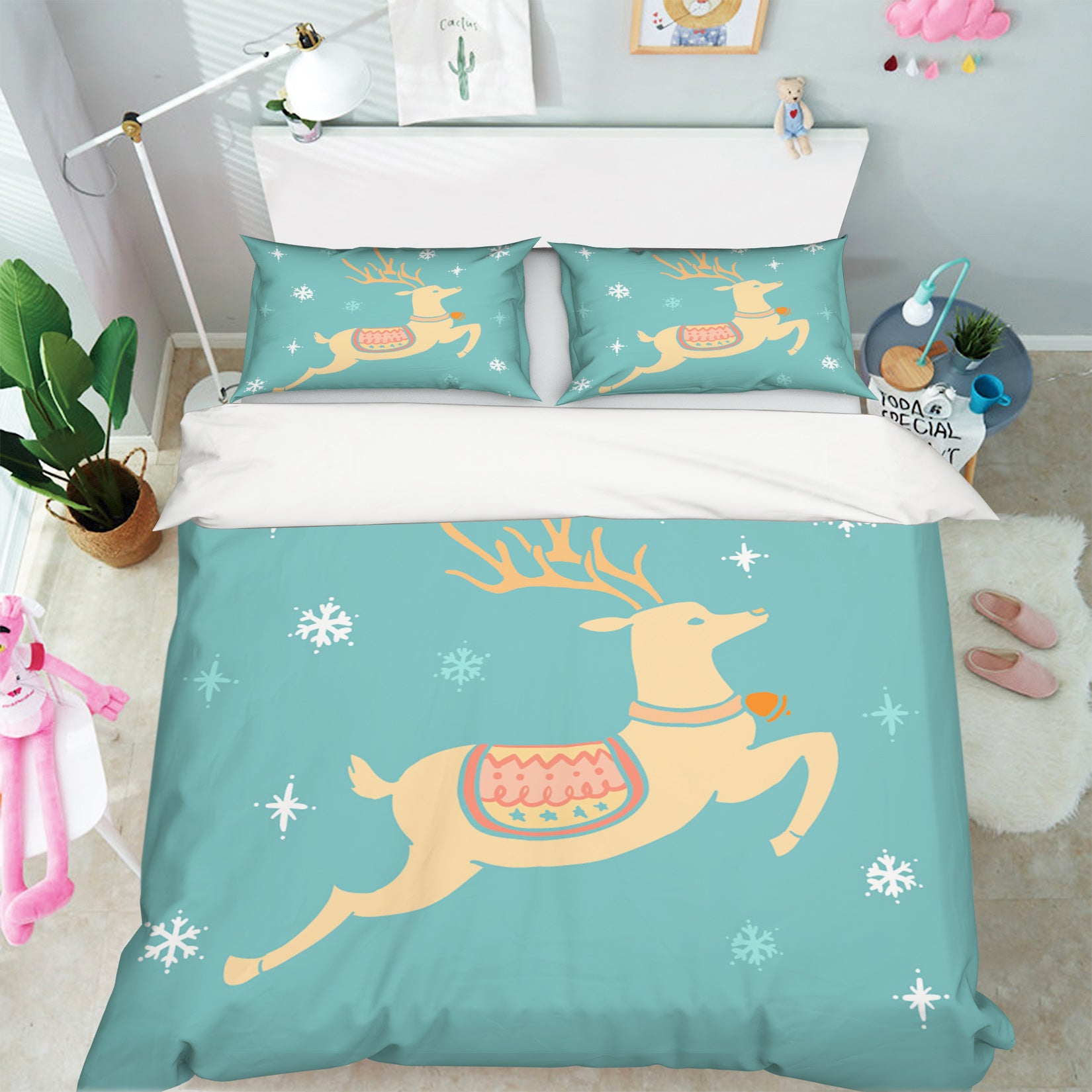 3D Deer 31113 Christmas Quilt Duvet Cover Xmas Bed Pillowcases