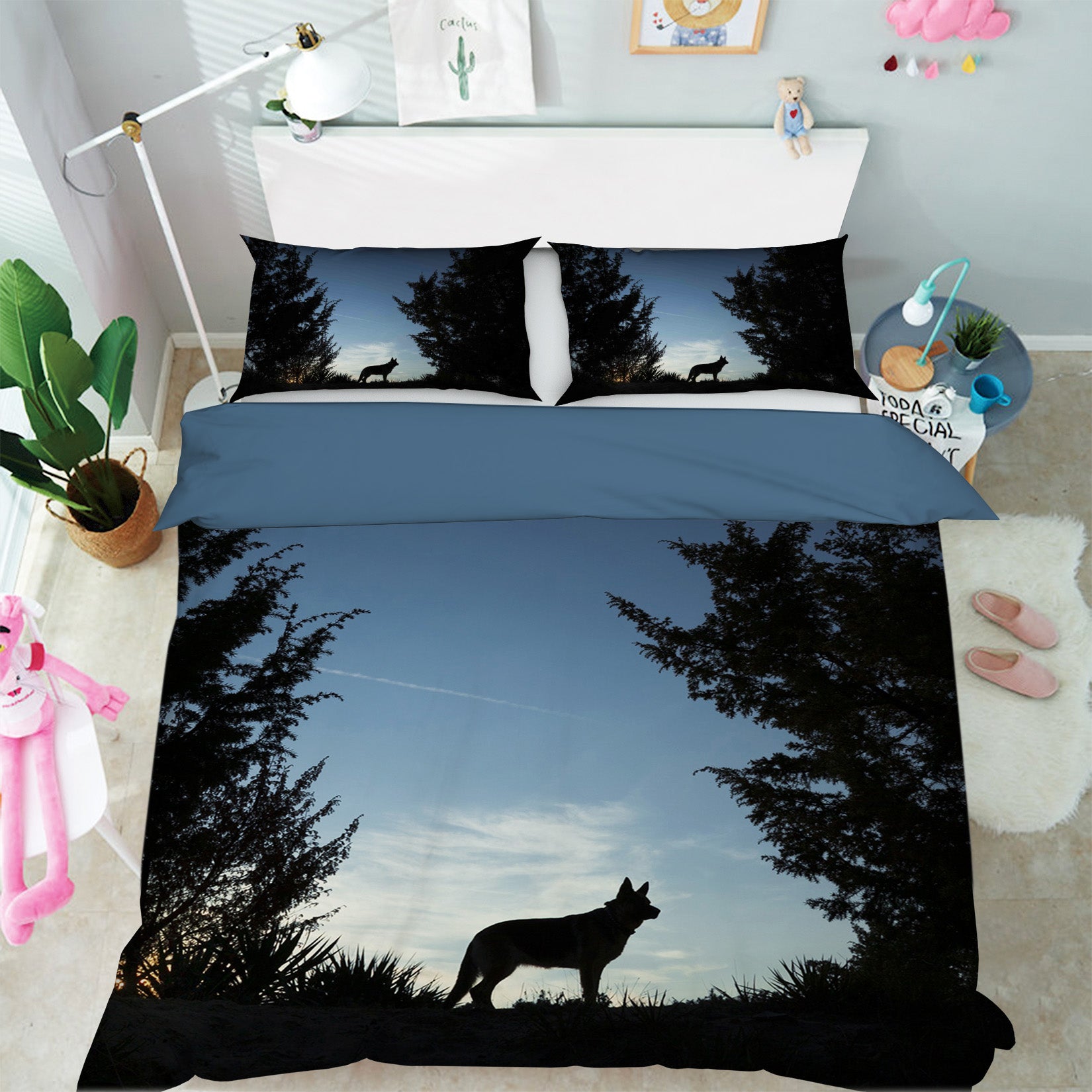 3D Forest Black Wolf 052 Bed Pillowcases Quilt