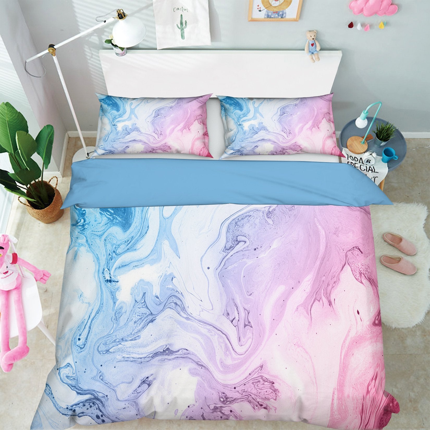 3D Pink Gradient Turbulence 017 Bed Pillowcases Quilt Wallpaper AJ Wallpaper 