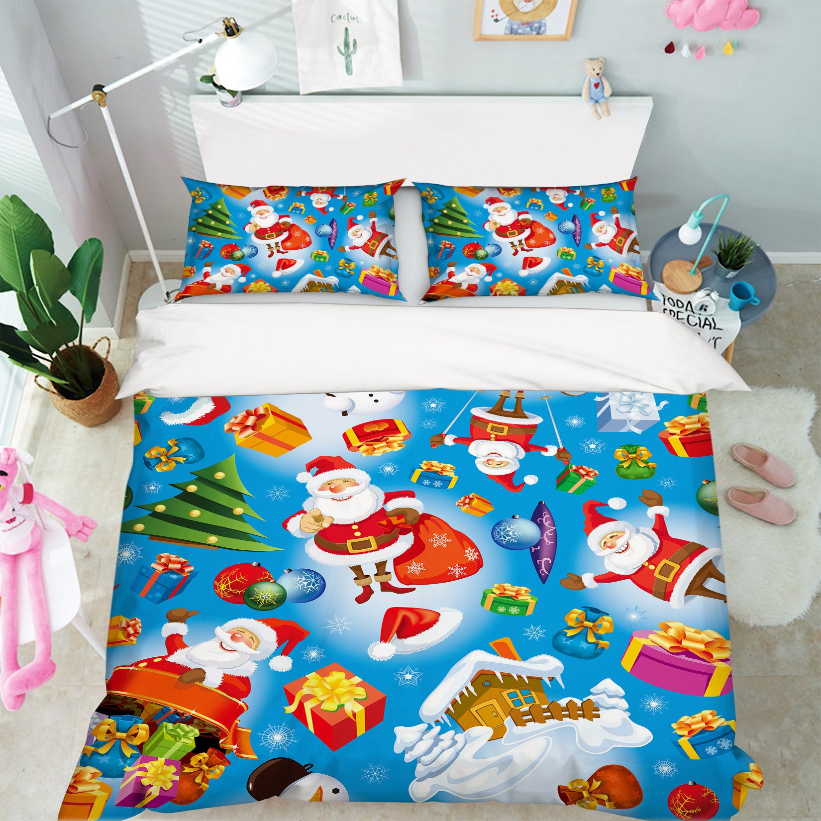 3D Santa Claus Pattern 52236 Christmas Quilt Duvet Cover Xmas Bed Pillowcases