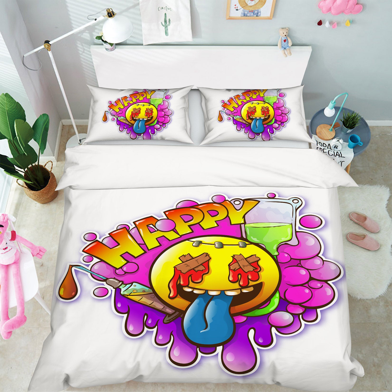 3D Happy Emoji 64024 Bed Pillowcases Quilt