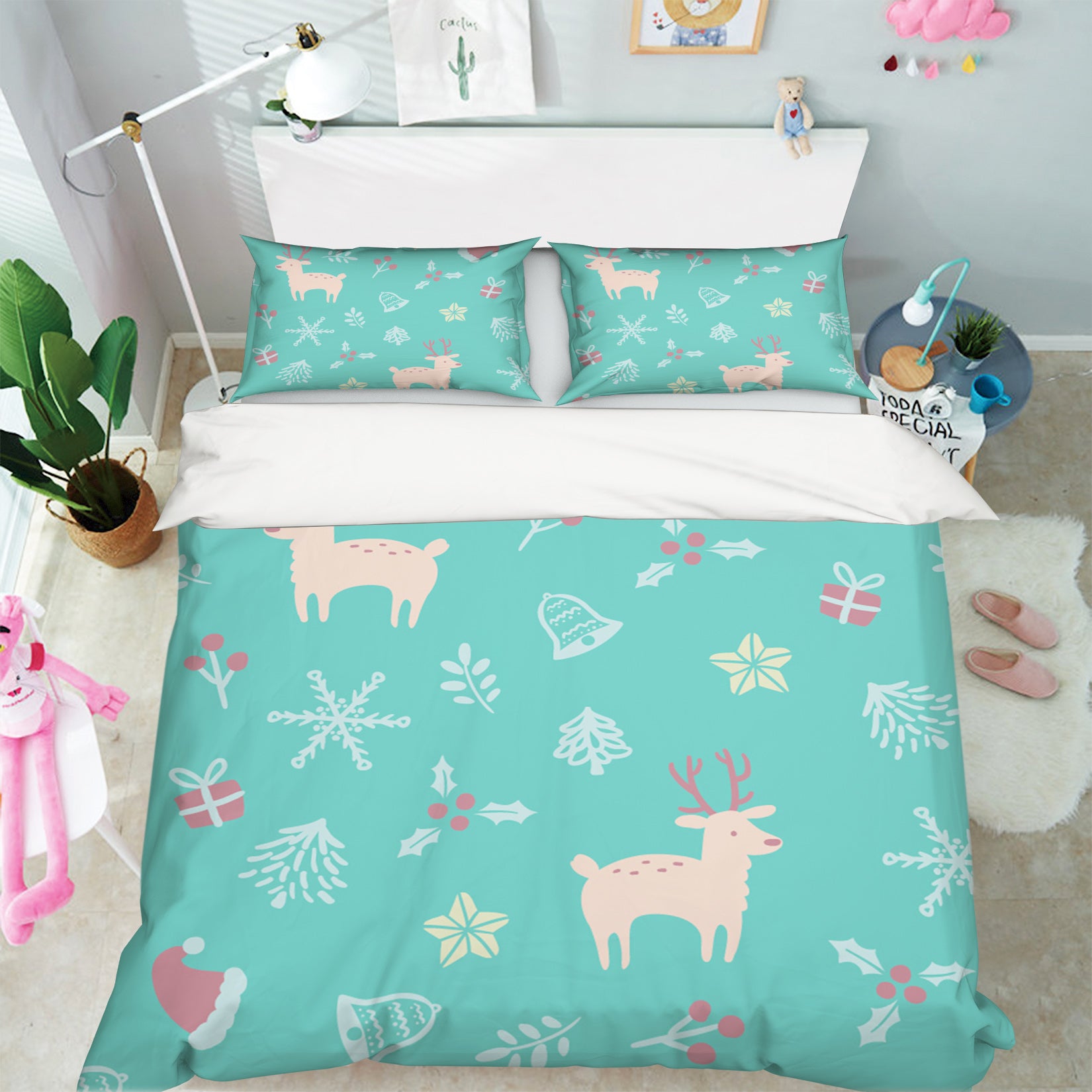 3D Deer Snowflake 31111 Christmas Quilt Duvet Cover Xmas Bed Pillowcases