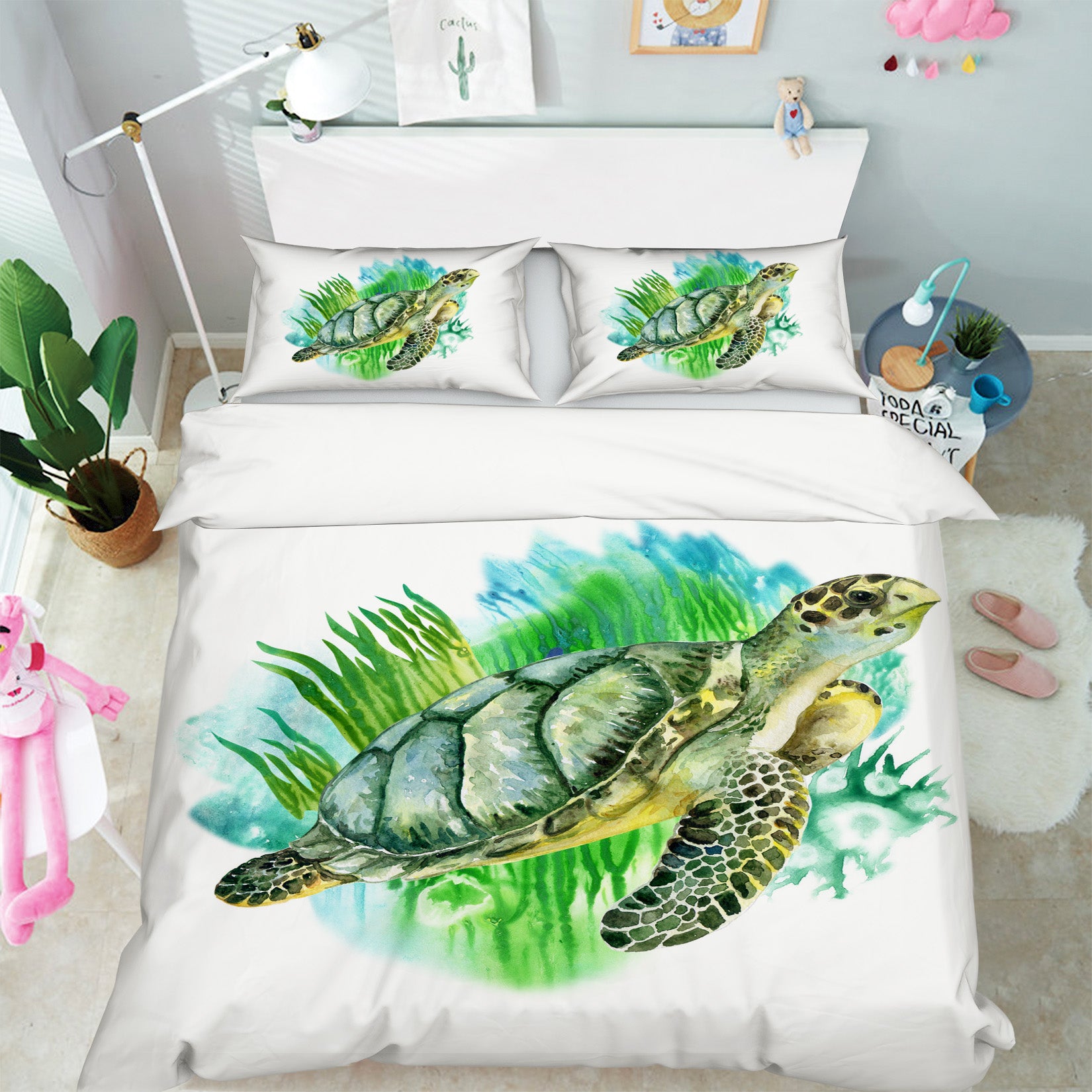 3D Grass Tortoise 64025 Bed Pillowcases Quilt