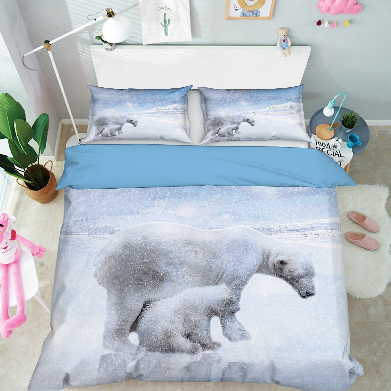 3D Polar Bear 1987 Bed Pillowcases Quilt Quiet Covers AJ Creativity Home 