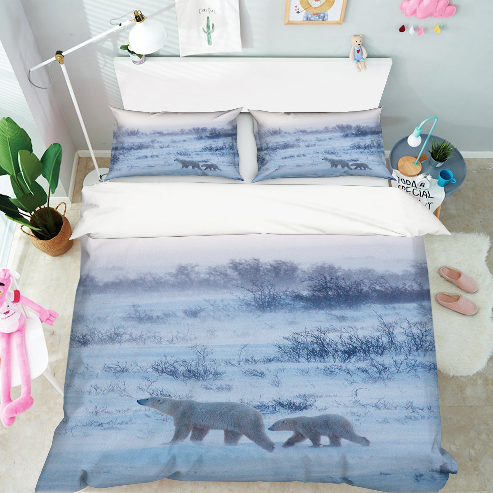3D Blizzard Polar Bear 002 Bed Pillowcases Quilt