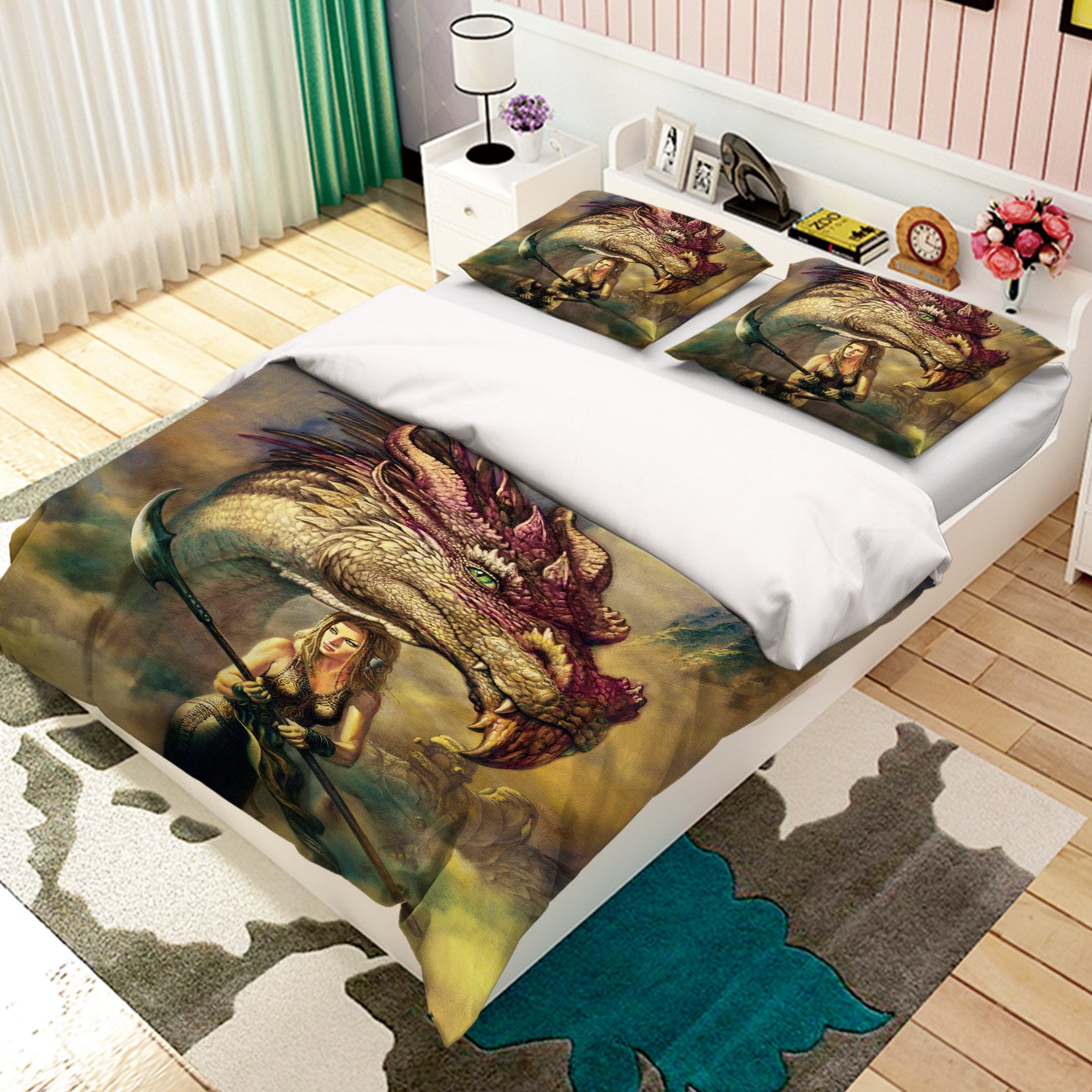 3D Big Dragon Woman 7029 Ciruelo Bedding Bed Pillowcases Quilt