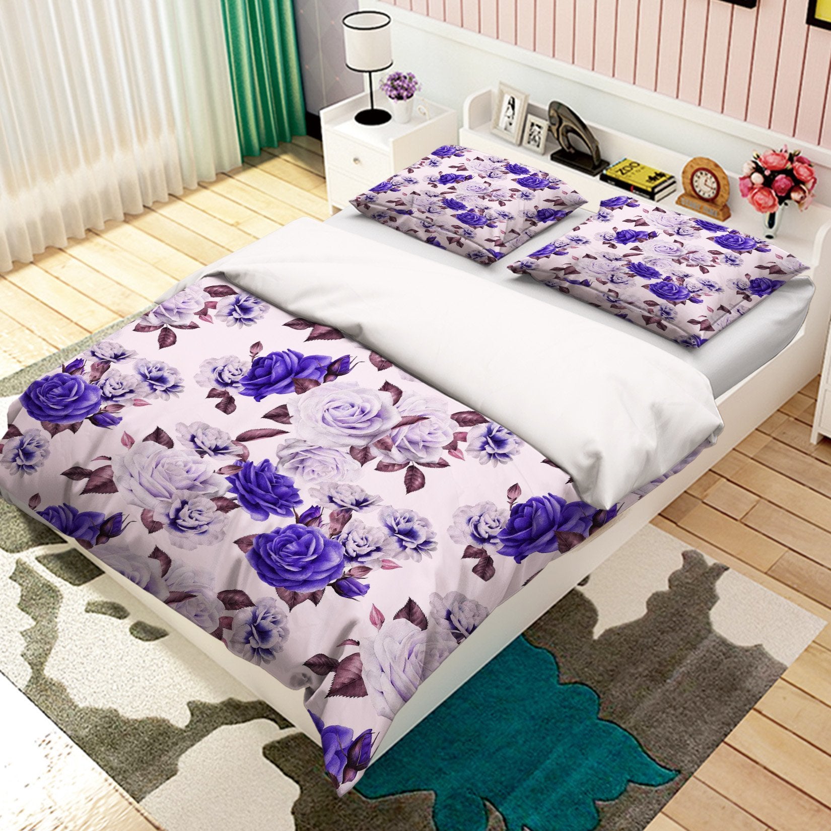 3D Blue Flower 126 Bed Pillowcases Quilt Wallpaper AJ Wallpaper 